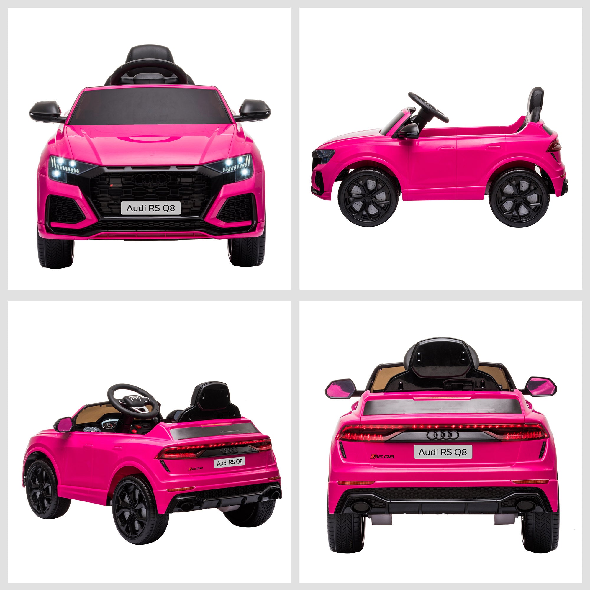 HOMCOM Audi RS Q8 6V Kids Electric Ride On Car Toy w/ Remote USB MP3 Bluetooth Pink - North Peak Garden Furniture