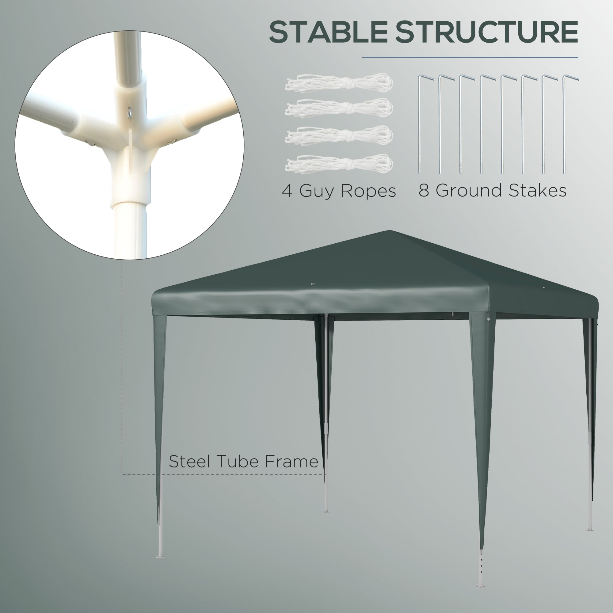 Outsunny 2.7m x 2.7m Garden Gazebo Marquee Party Tent Wedding Canopy Outdoor(Dark Green) - North Peak Garden Furniture