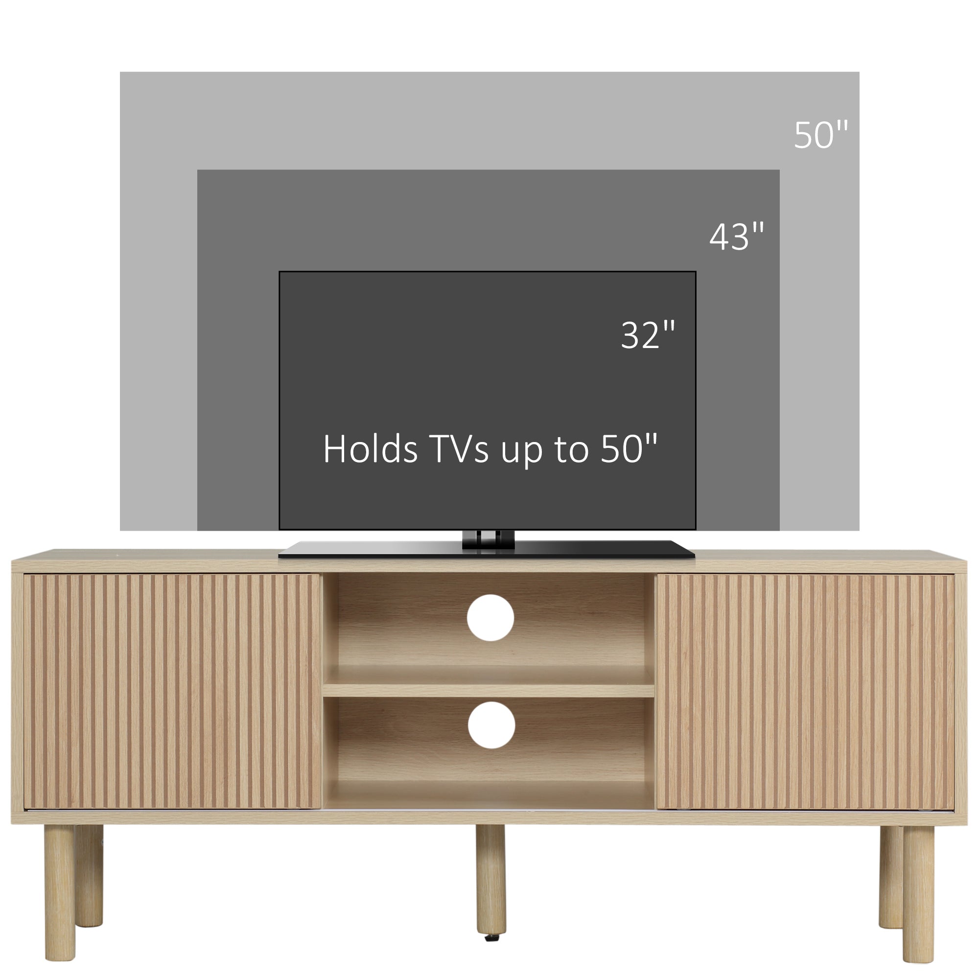HOMCOM Sliding Door TV Cabinet Stand - Oak Wood-Effect - North Peak Garden Furniture