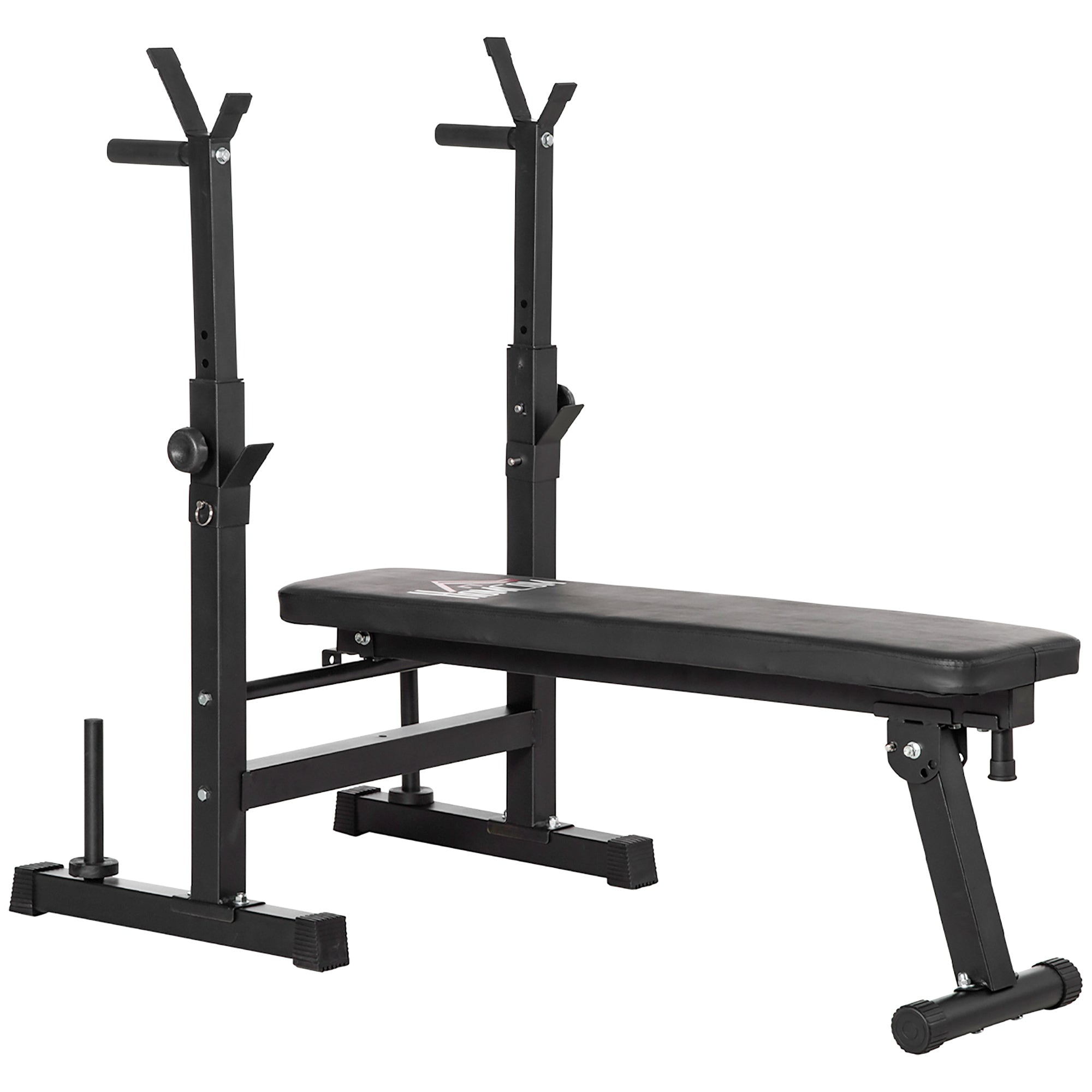 HOMCOM Adjustable Weight Bench Foldable Bench Press, with Barbell Rack, Black