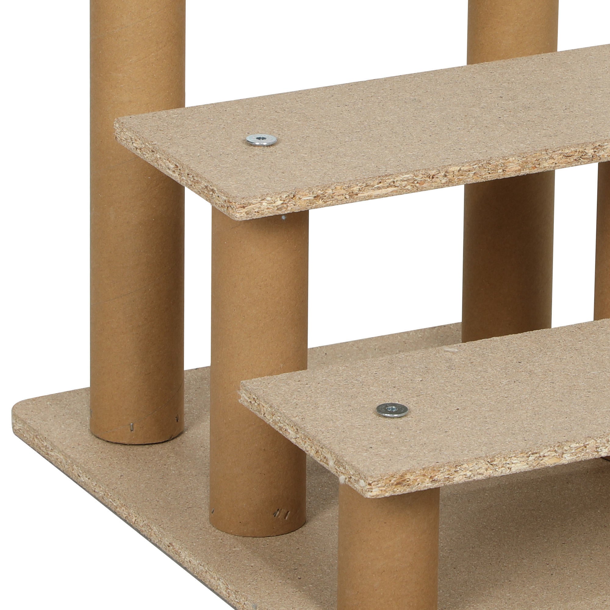 PawHut Three-Step Dog Stairs, with Washable Plush Cover, for High Bed Sofa, Dog Stairs for Small Dog and Cat - Light Grey - North Peak Garden Furniture