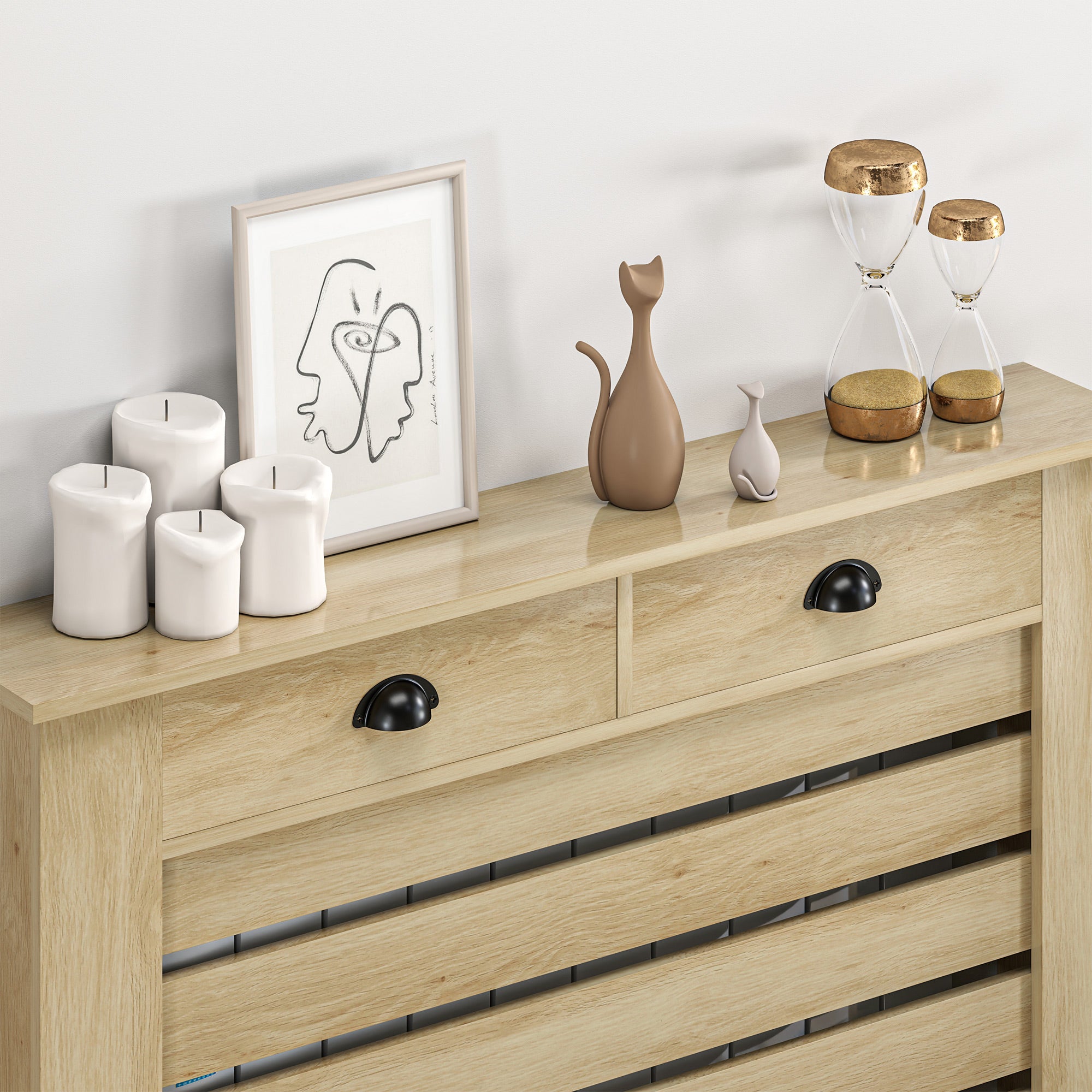 HOMCOM 95.5H x 111Wcm Radiator Cover, with Drawer - Oak