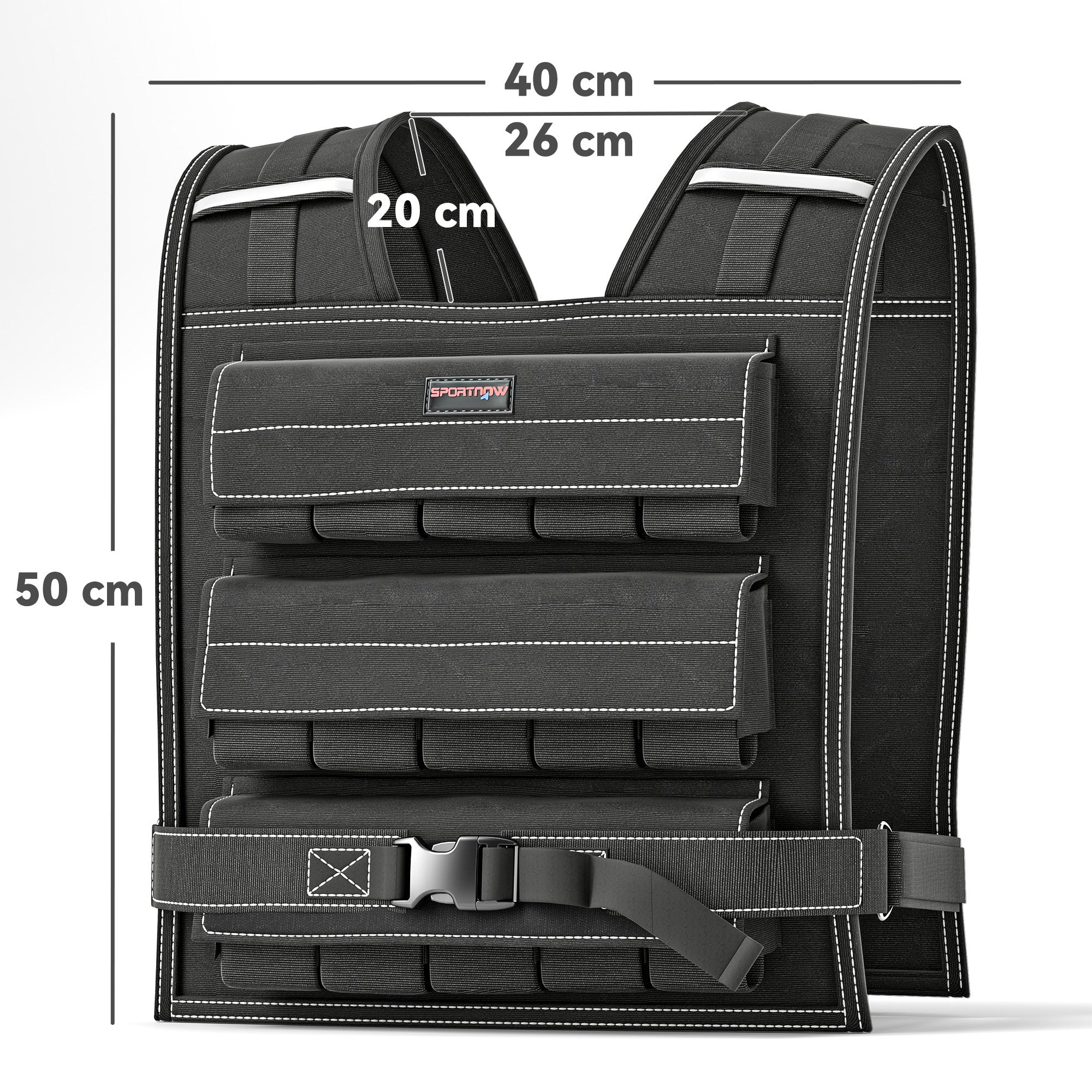 SPORTNOW 15KG Adjustable Weighted Vest, Running Weight Vest, with 30 Metal Weights, Reflective Strips, for Running, Exercise - North Peak Garden Furniture