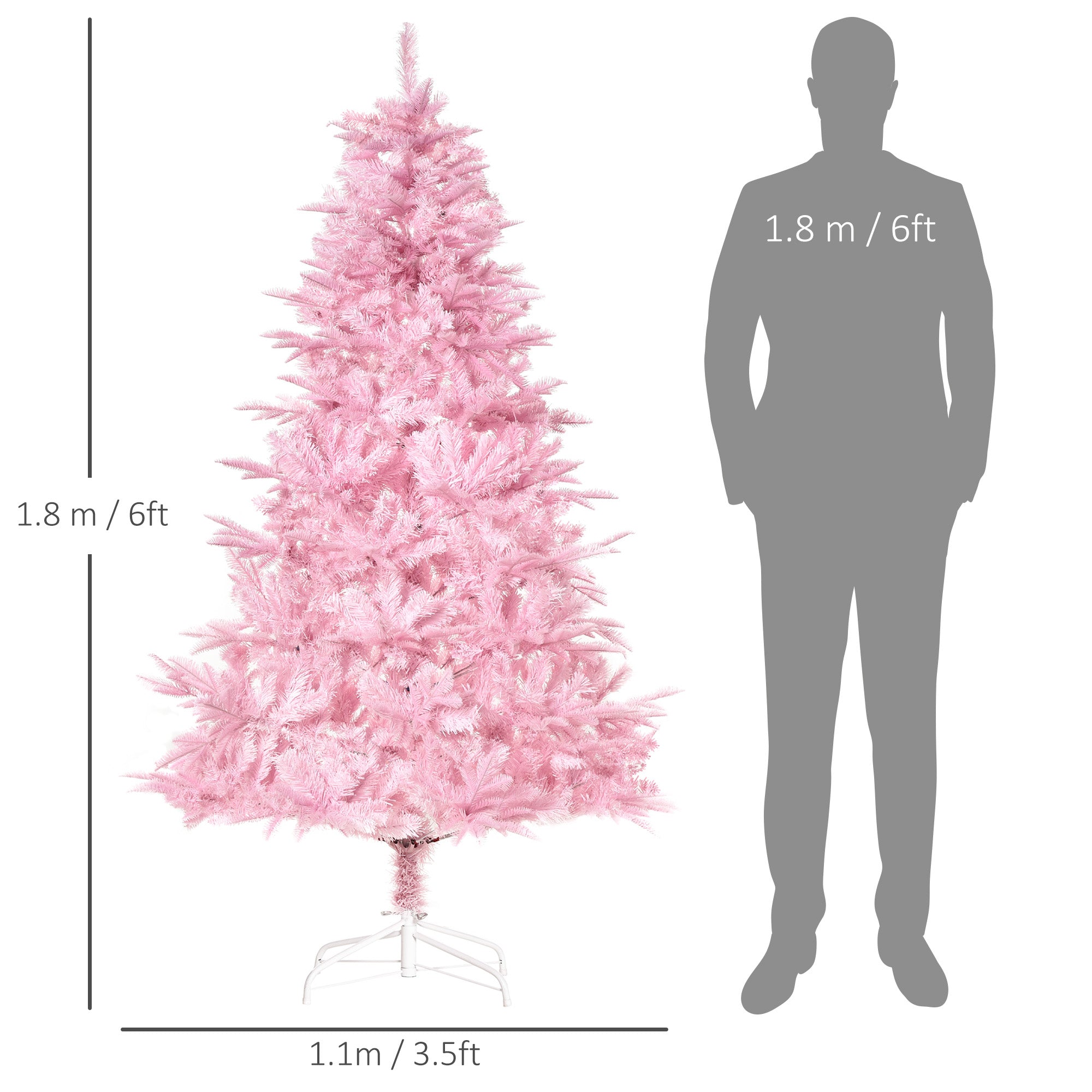 HOMCOM 6FT Artificial Christmas Tree Holiday Xmas Holiday Tree Decoration with Automatic Open for Home Party, Pink - North Peak Garden Furniture