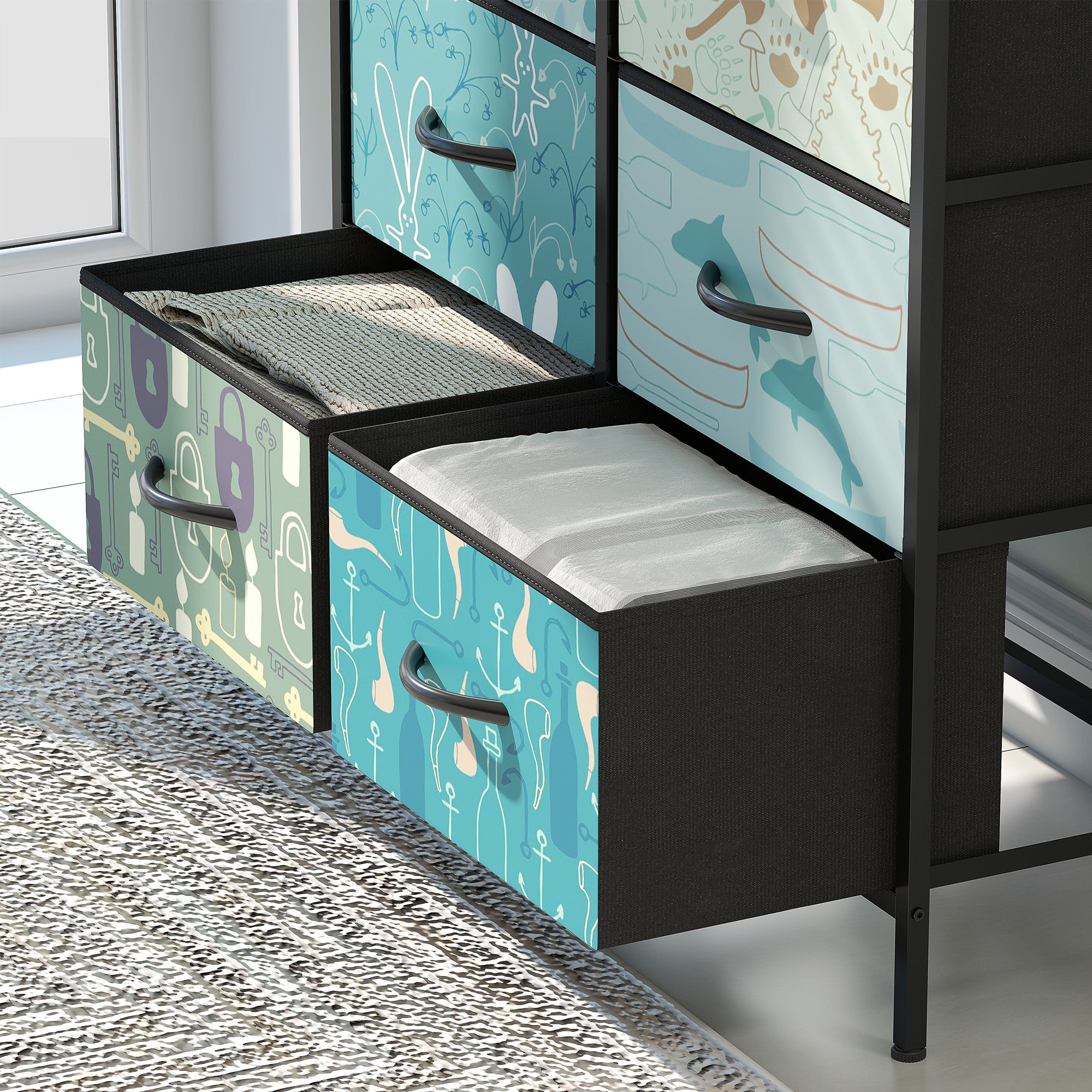 HOMCOM 6-Drawer Chest of Drawers - Blue