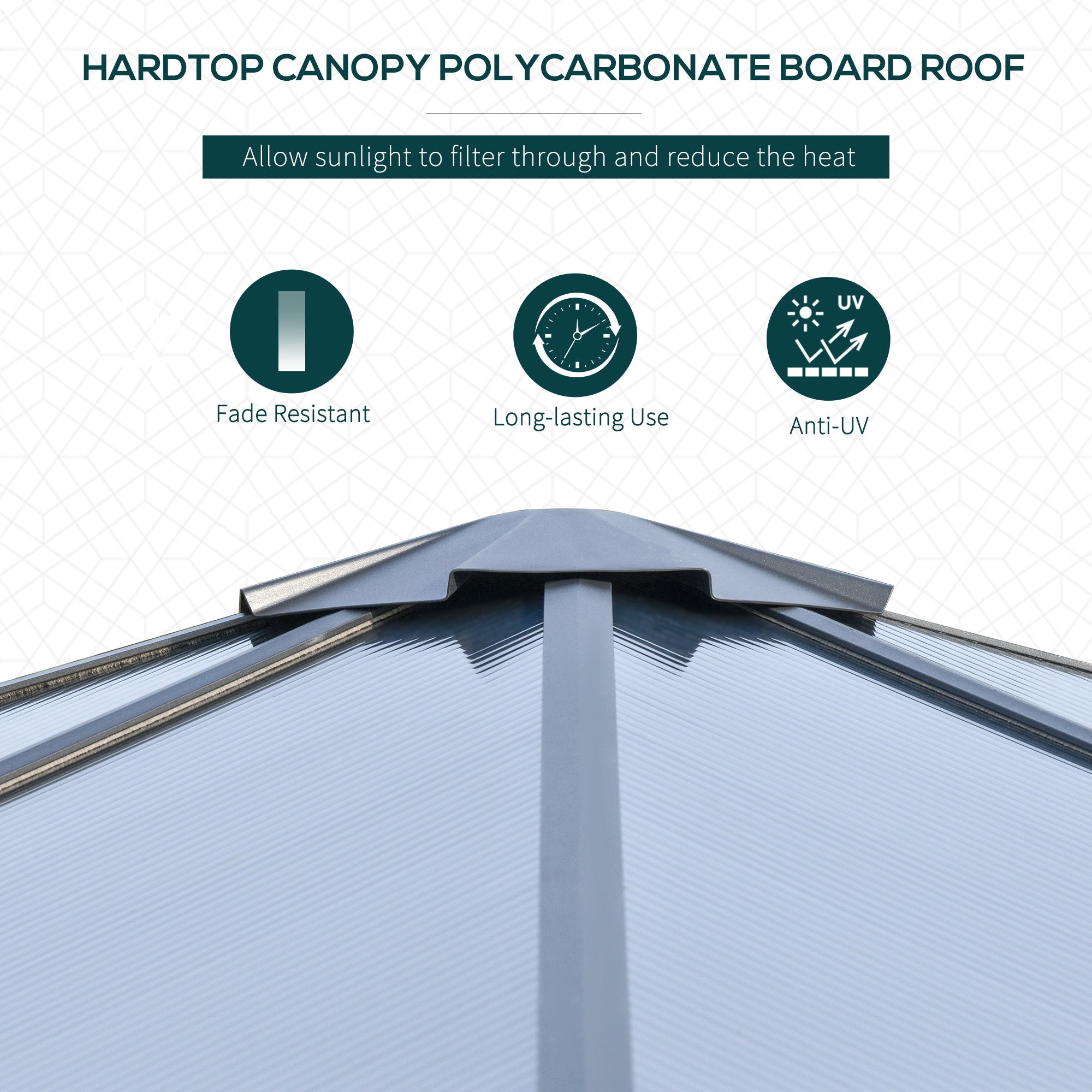 Outsunny 3 x 3(m) Hardtop Gazebo Canopy with Polycarbonate Roof, Aluminium Frame, Permanent Pavilion Garden Gazebo with Netting and Curtains for Patio, Deck, Dark Grey - North Peak Garden Furniture