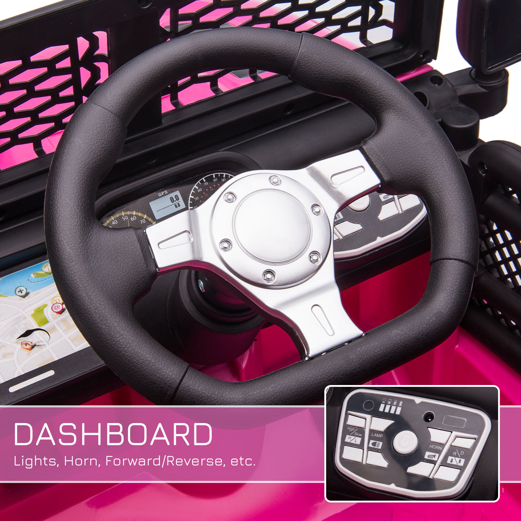HOMCOM Kids Electric Ride On Car 12V Off Road Toy with Parental Remote Control 2 Motors Horn Lights Suspension Wheels for 3-6 Years Old Pink - North Peak Garden Furniture