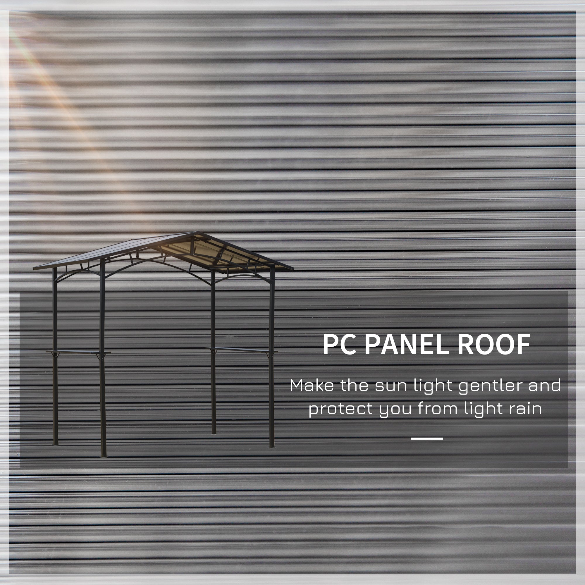 Outsunny 8ft x 5ft Outdoor BBQ Protective Gazebo Tent Aluminium Steel Frame w/ 2 Shelves Hardtop Roof Canopy Ground Stakes Safe Cooking - North Peak Garden Furniture