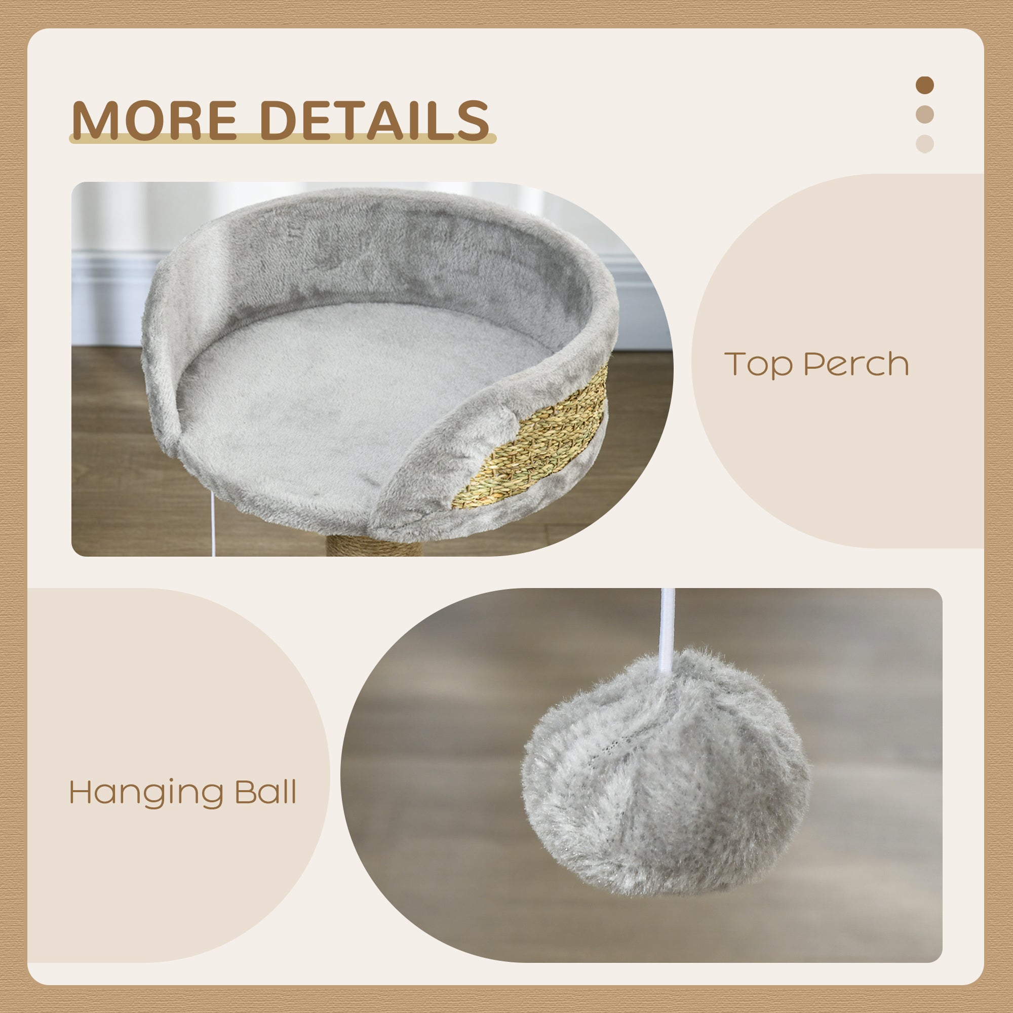 PawHut Cat Tree Tower with Scratching Posts, Grey - North Peak Garden Furniture