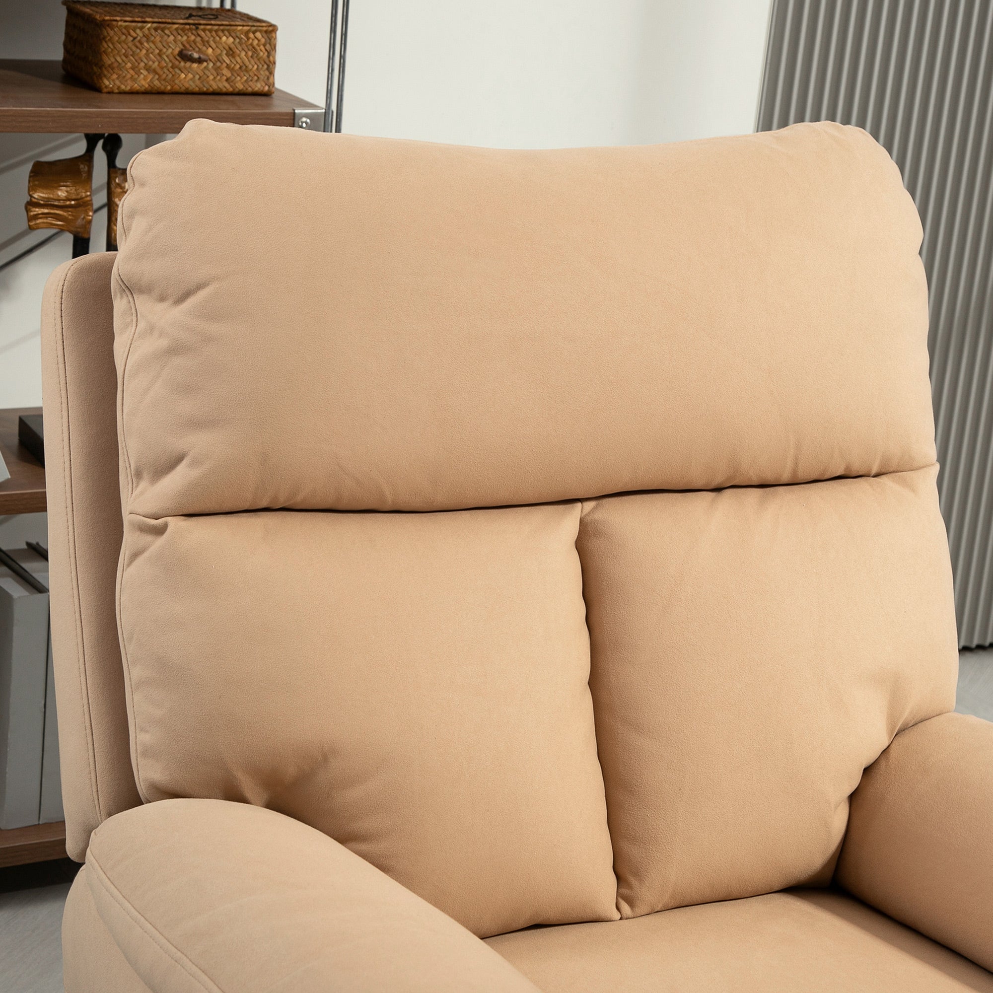 HOMCOM 140° Manual Reclining Armchair, with Footrest - Light Brown - North Peak Garden Furniture