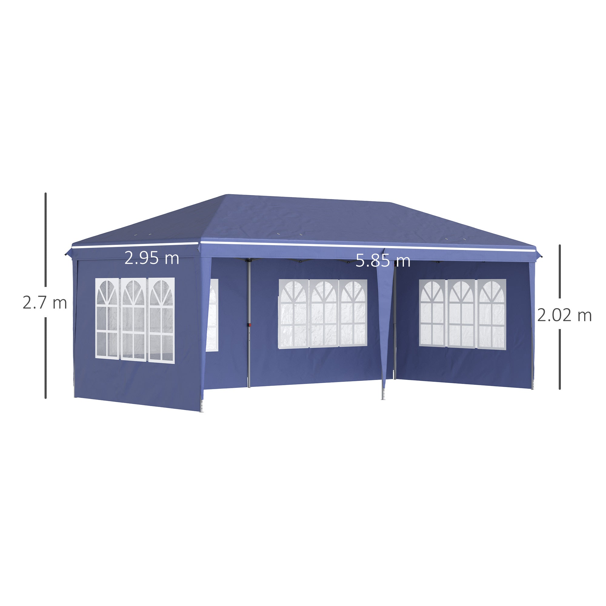 Outsunny 3 x 6m Pop Up Gazebo, Height Adjustable Marquee Party Tent with Sidewalls and Storage Bag, Blue - North Peak Garden Furniture
