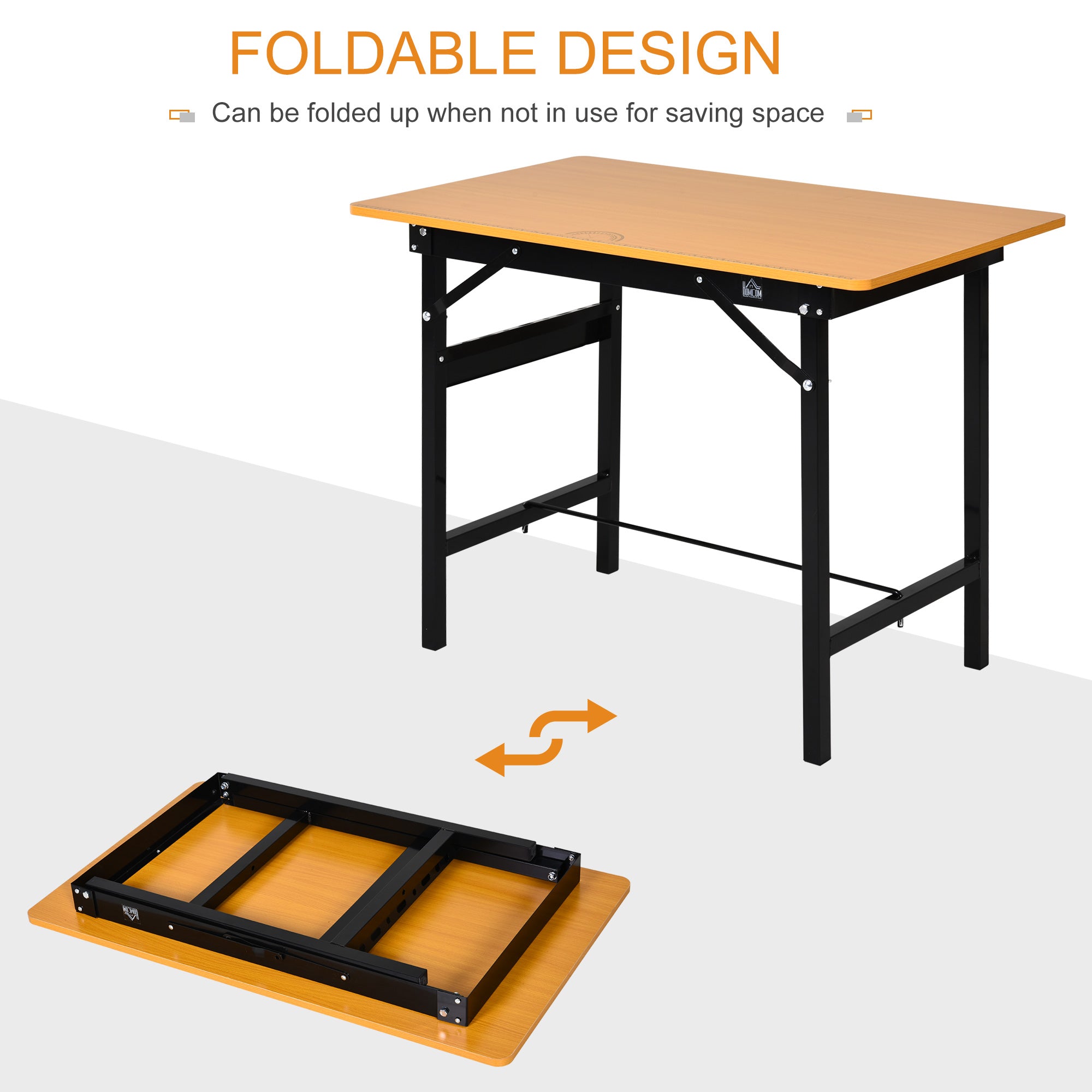 HOMCOM Foldable Garage Work Bench, Craft Table MDF Workstation, Heavy-duty Steel Frame with Ruler, Protractor - North Peak Garden Furniture