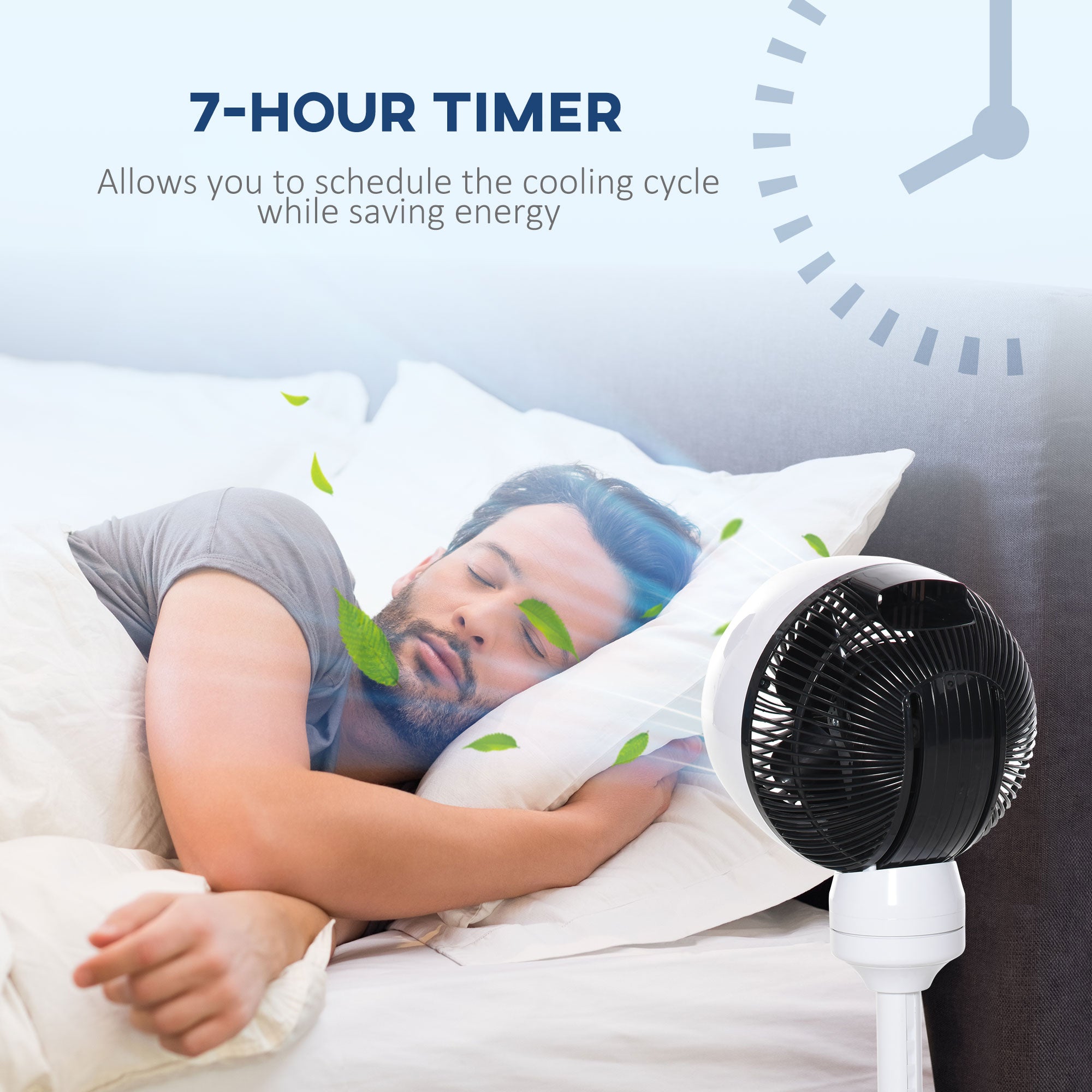 HOMCOM 9'' Air Circulator Fan 3 Speed 3 Mode, 70° Oscillation 90° Vertical Tilt, Height Adjustable, Remote Controller, for Living Room, Bedroom, Office, Black and White - North Peak Garden Furniture