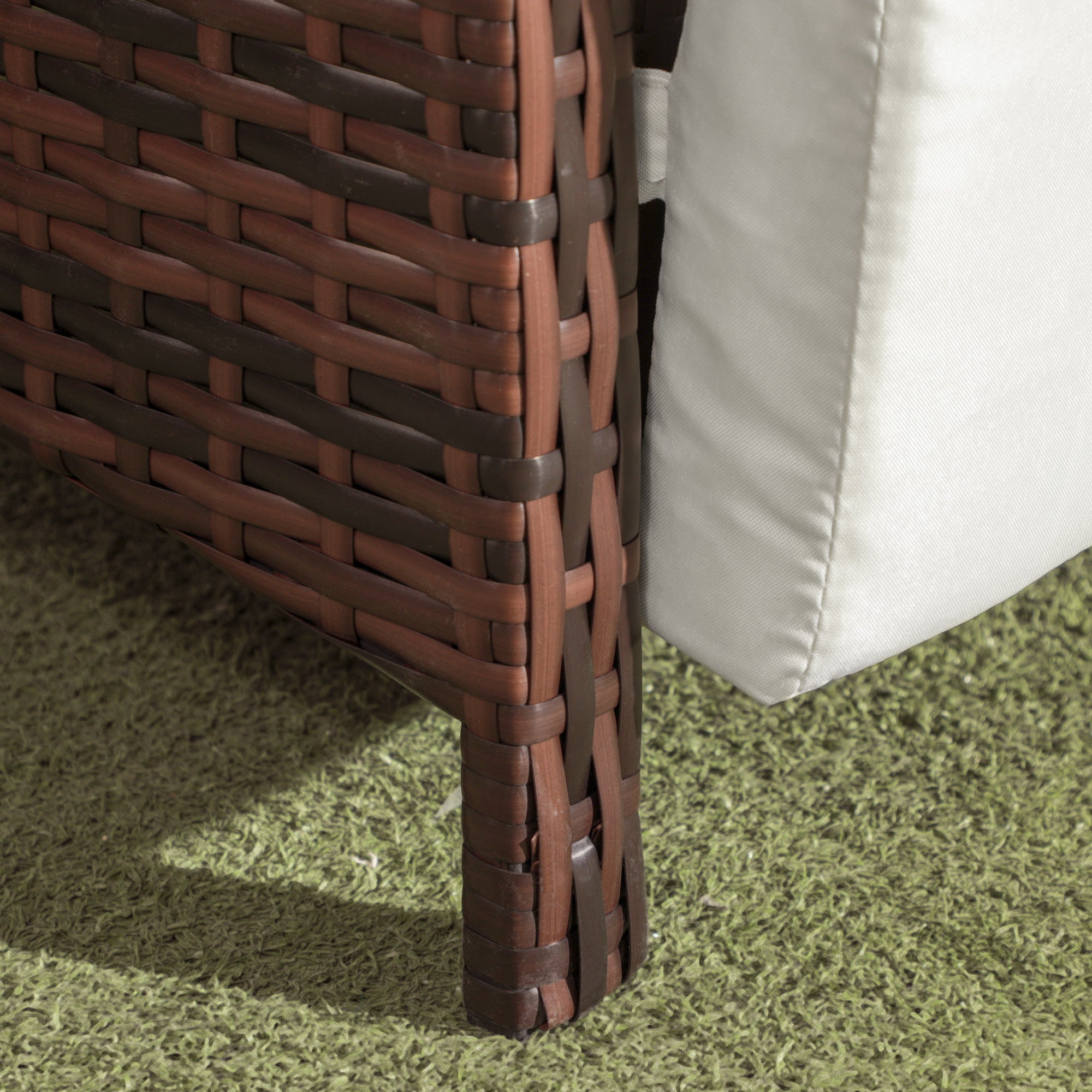 Outsunny 3 Pieces Rattan Bistro Set Balcony Furniture with Cushions, Storage Function - Cream White