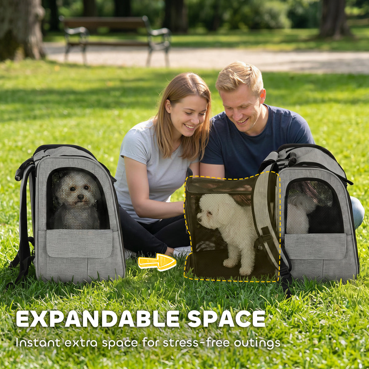 PawHut Dog Carrier Backpack Expandable, Breathable Pet Carrier Bag for Small Puppy Cat with Reflective Strip for Travel Hiking