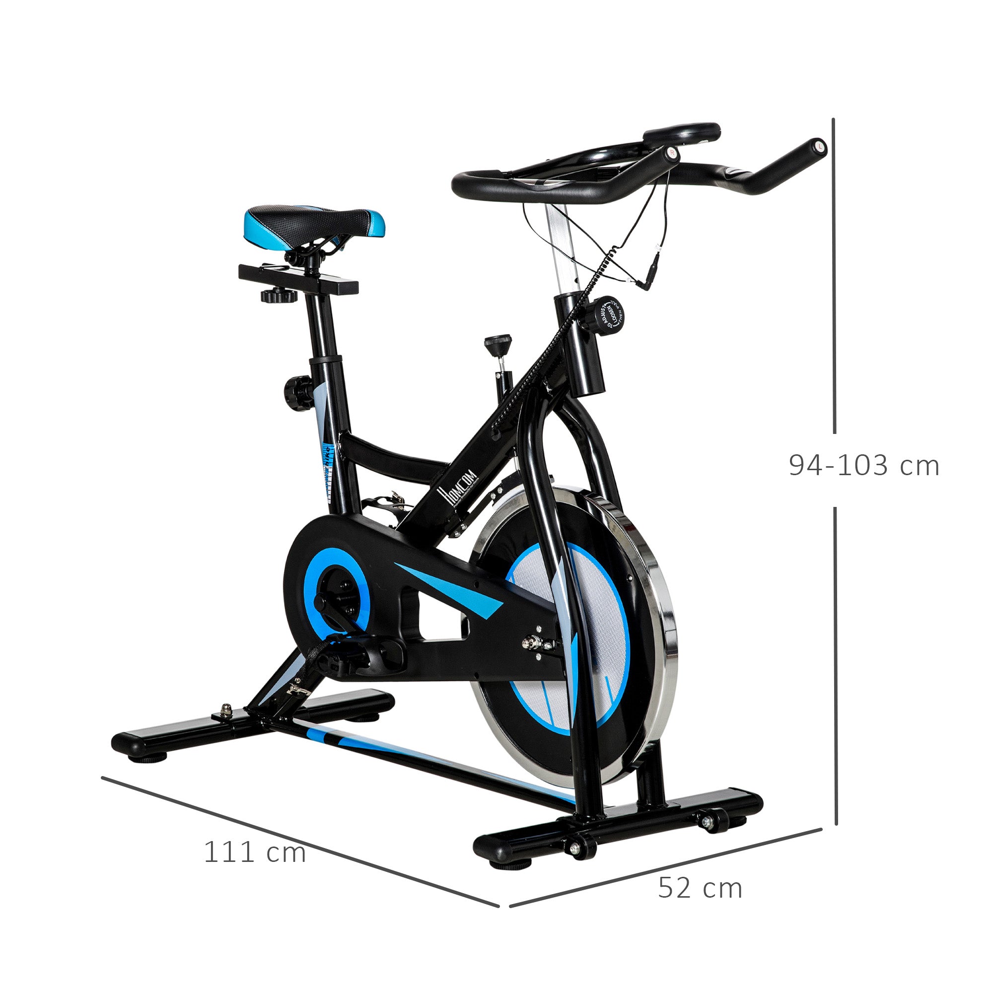 HOMCOM Stationary Exercise Bike, 8kg Flywheel Indoor Cycling Workout Fitness Bike, Adjustable Resistance Cardio Exercise Machine w/ LCD Monitor Pad and Phone Holder for Home, Gym, Office, Black - North Peak Garden Furniture
