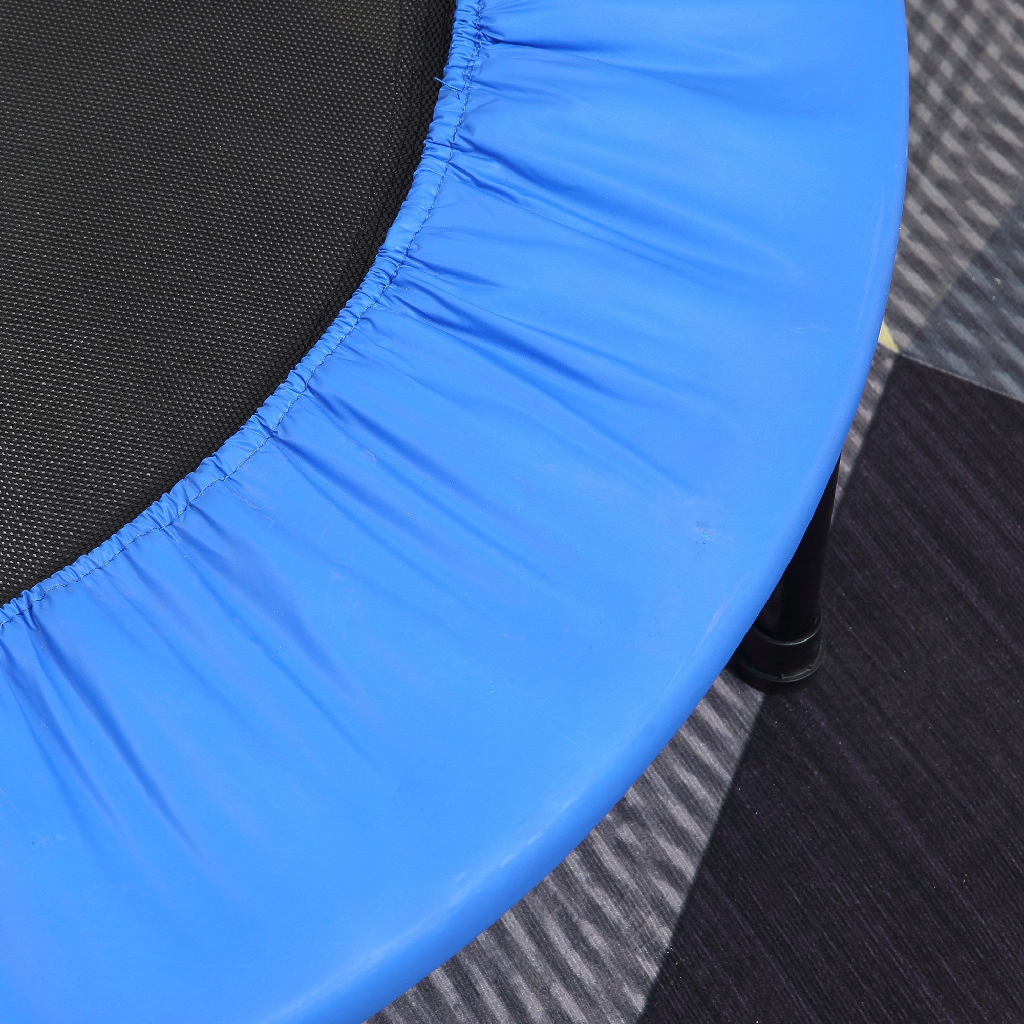 HOMCOM Φ96cm Mini Fitness Trampoline Home Gym Yoga Exercise Rebounder Indoor Outdoor Jumper w/ Safety Pad, Support Up to 100 KG, Blue and Black - North Peak Garden Furniture