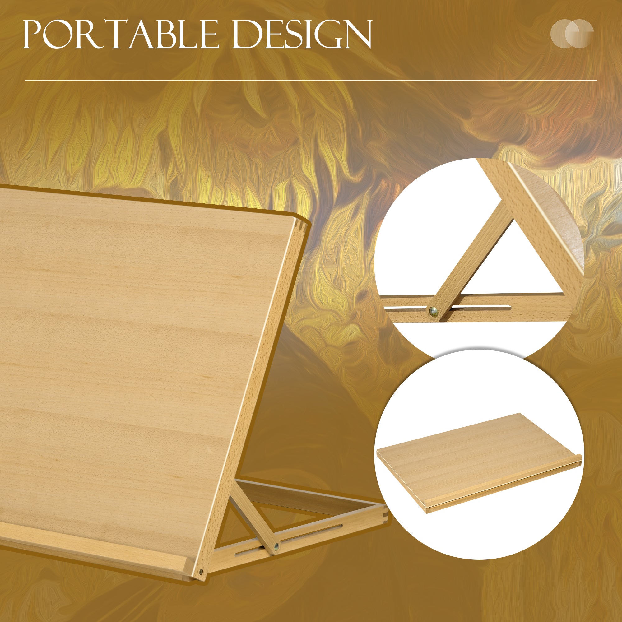 Vinsetto Desktop Table A2 Easel Craft Workstation, Adjustable Beechwood Table Top Easel, Portable Folding Artist Drawing & Sketching Board for Adults, Beginners, Artists Painting - North Peak Garden Furniture