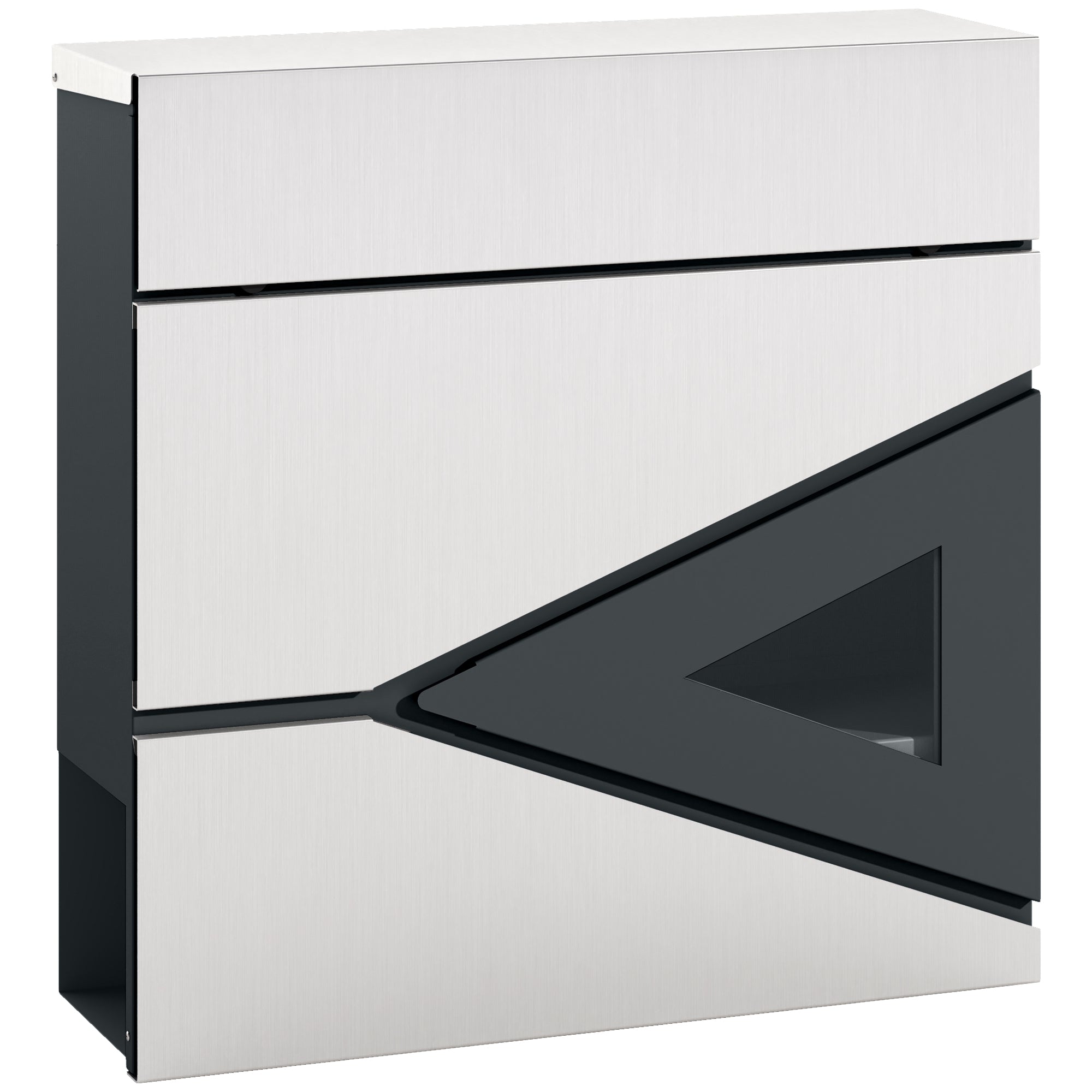 HOMCOM Wall Mounted Post Box with Viewing Window, 2 Lock, Modern Galvanised Steel Mailbox with Copper Core, Weatherproof Letterbox for Outdoor Use, Easy to Install, Silver - North Peak Garden Furniture