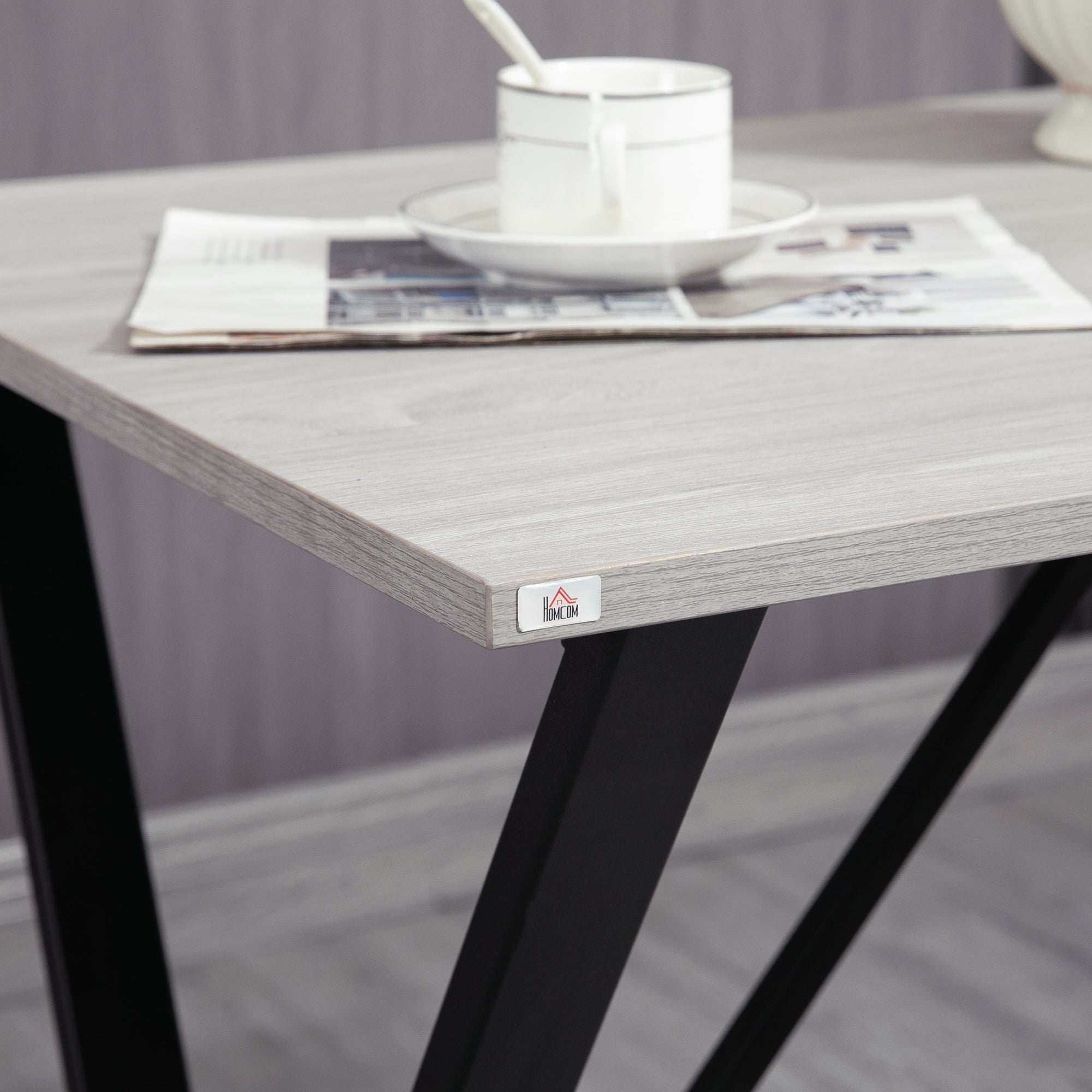 HOMCOM 120 cm Rectangular Bar Table for 4 People, Modern Kitchen Table with Wood Effect Tabletop, Steel Legs, for Living Room, Home Bar, White - North Peak Garden Furniture