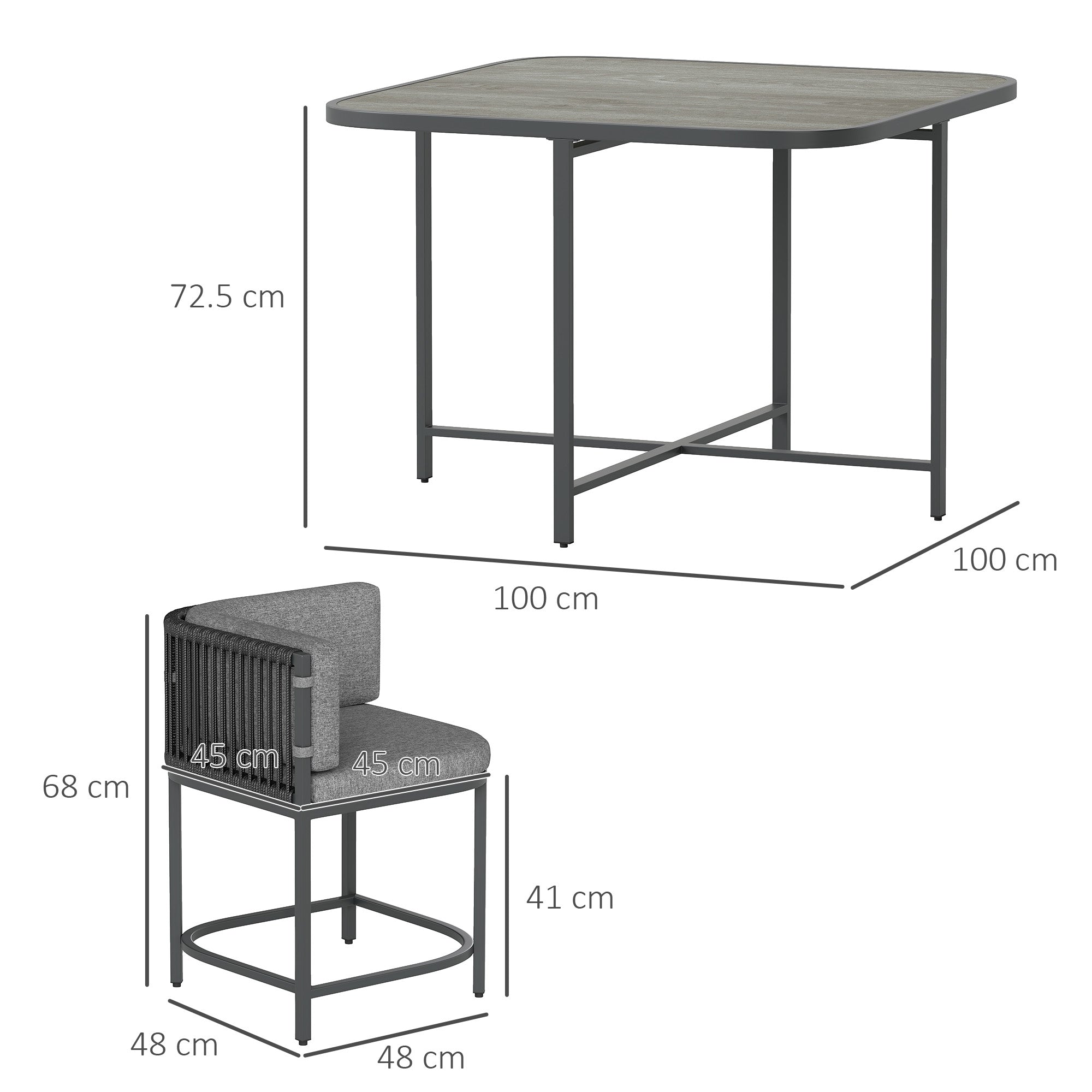 Outsunny 4-Seater Rattan Cube Garden Furniture Set with Cushions - Charcoal Grey - North Peak Garden Furniture