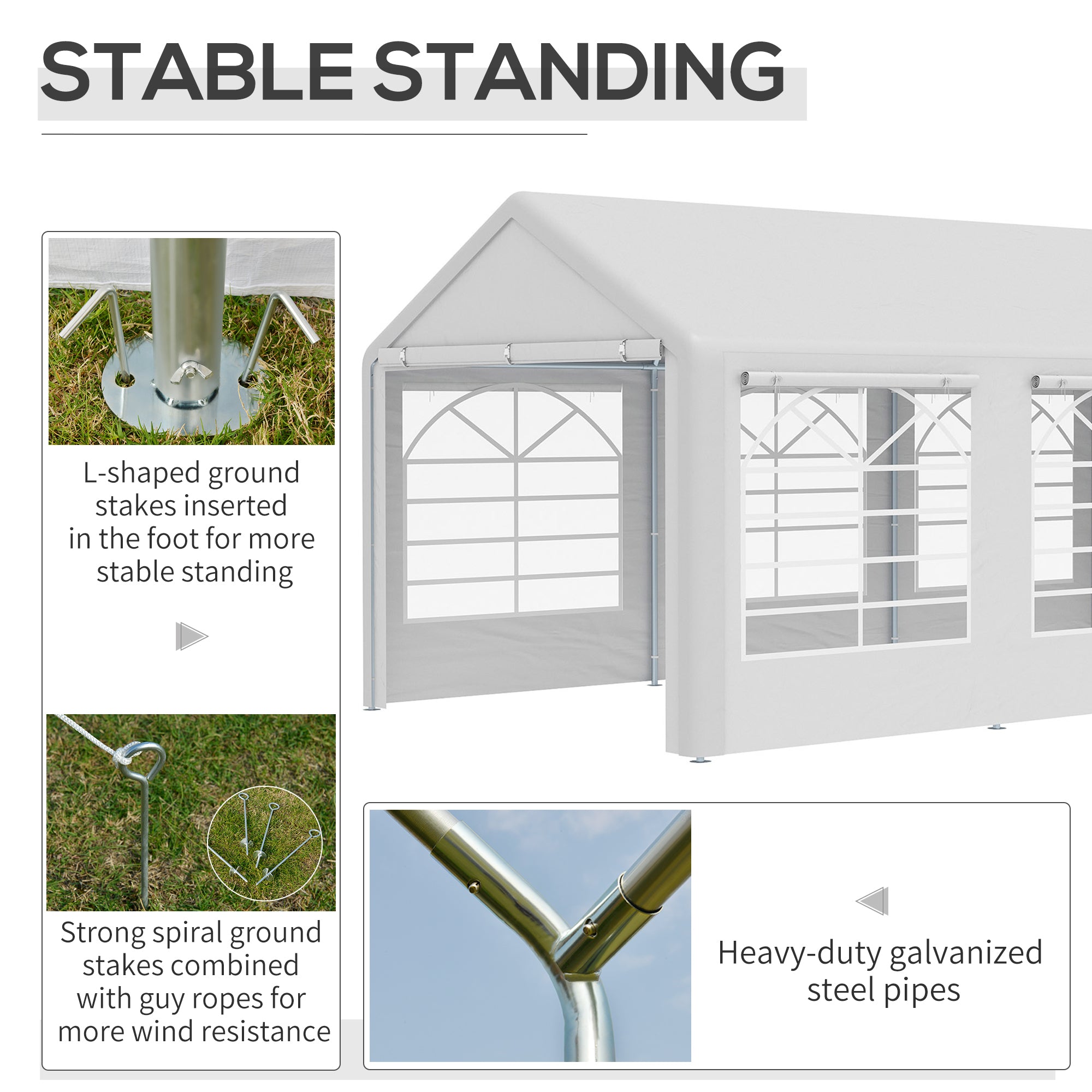 Outsunny 6 x 3(m) Garden Gazebo Marquee Party Tent Wedding Portable Garage Carport shelter Car Canopy Outdoor Heavy Duty Steel Frame Waterproof Rot Resistant - North Peak Garden Furniture
