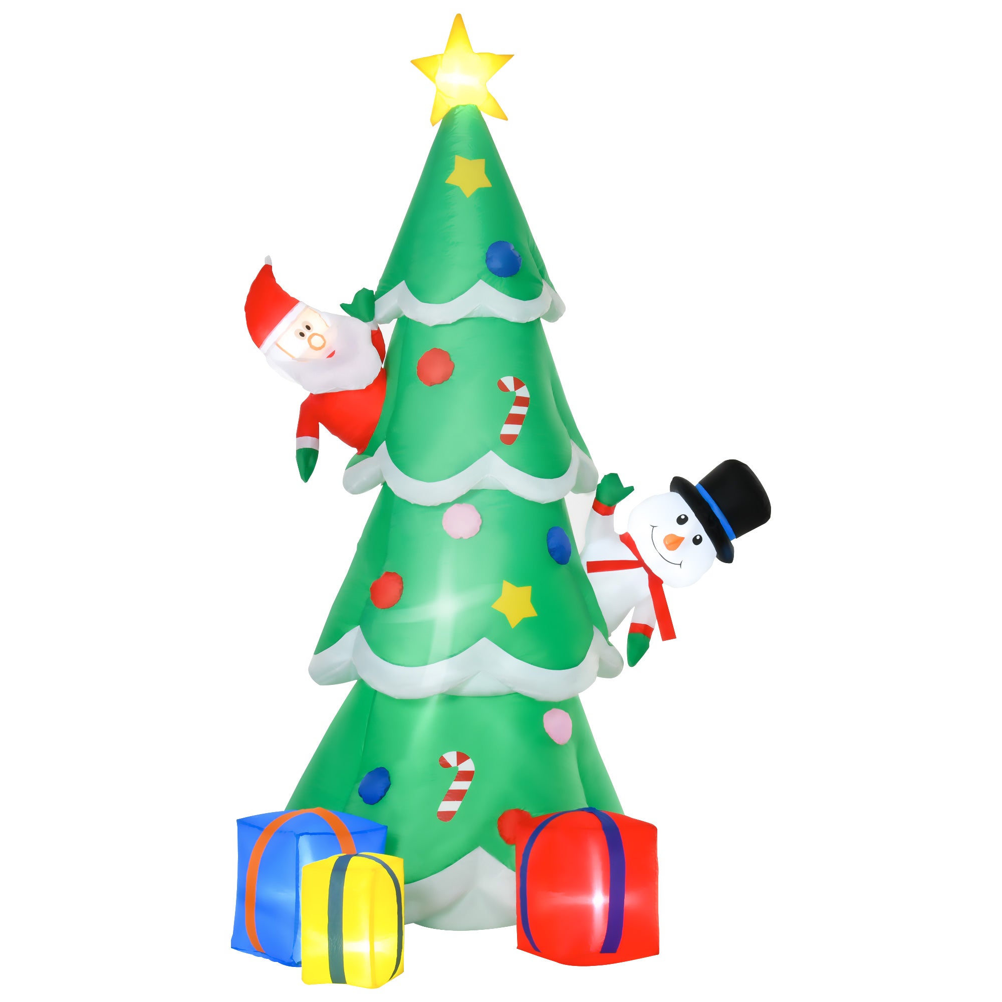 HOMCOM 7FT Christmas Inflatable Tree LED Lighted for Indoor Outdoor Decoration - North Peak Garden Furniture