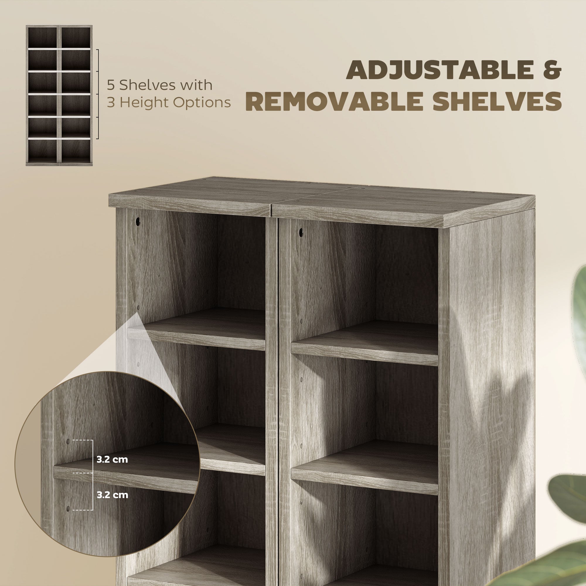 HOMCOM Set of Two 102 CD Storage Units - Dark Wood-Effect