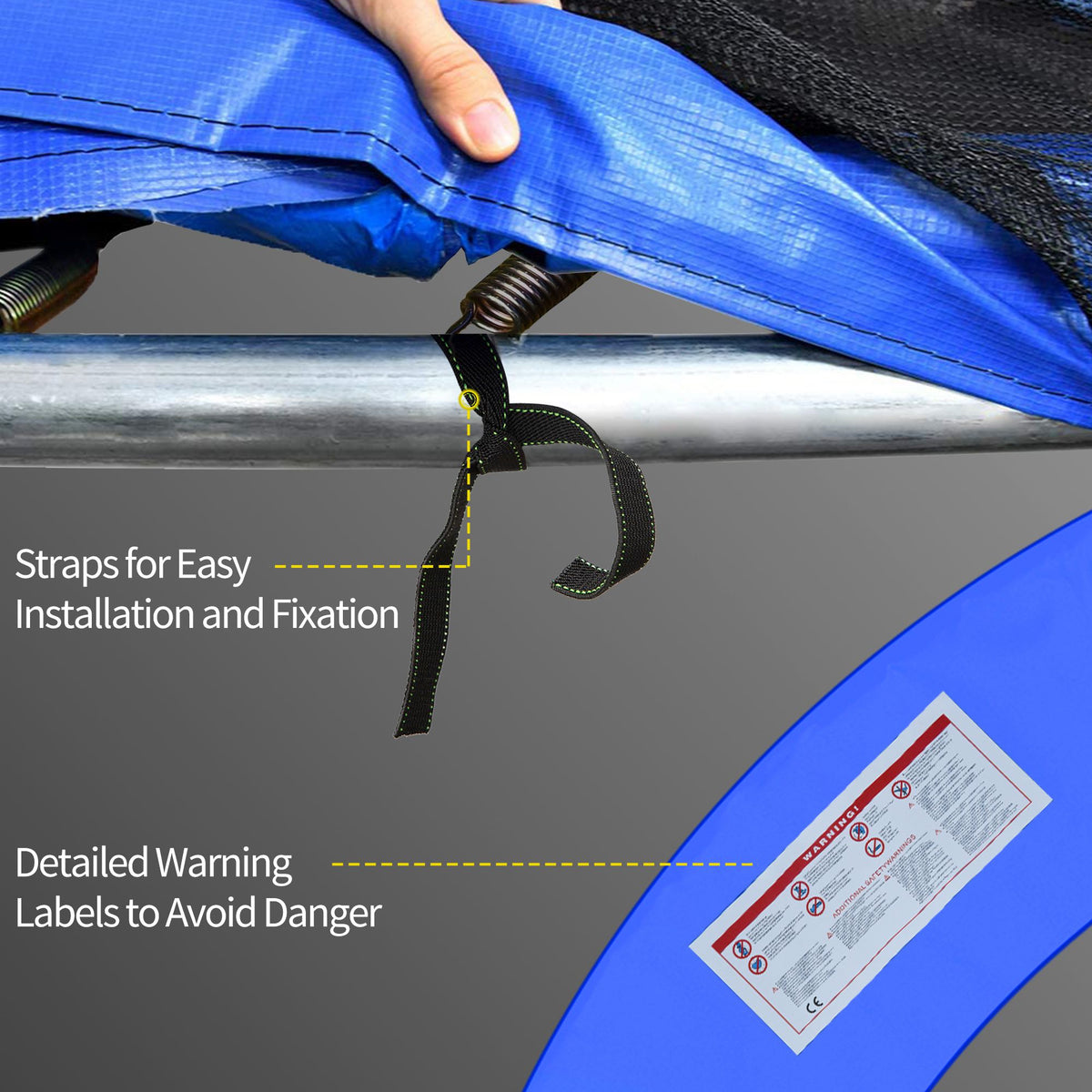 HOMCOM Φ244cm Trampoline Pad Pads Replacement Trampoline Accessories Safety Surround Pads Padding - 8ft Blue - North Peak Garden Furniture