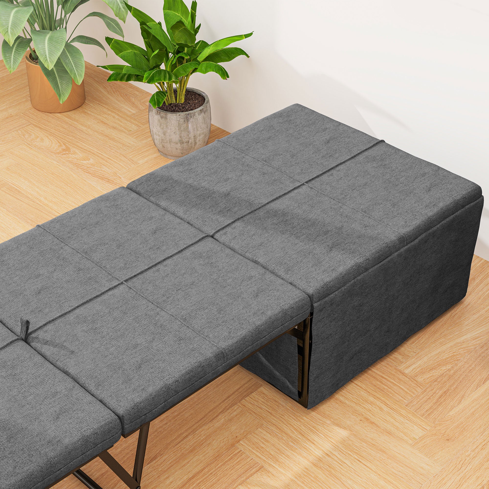 HOMCOM Folding Bed with Linen Sponge Mattress and Dust Cover, Foldable Guest Bed Compact Single Bed with Metal Frame, 69 x 181.5 cm, Grey - North Peak Garden Furniture