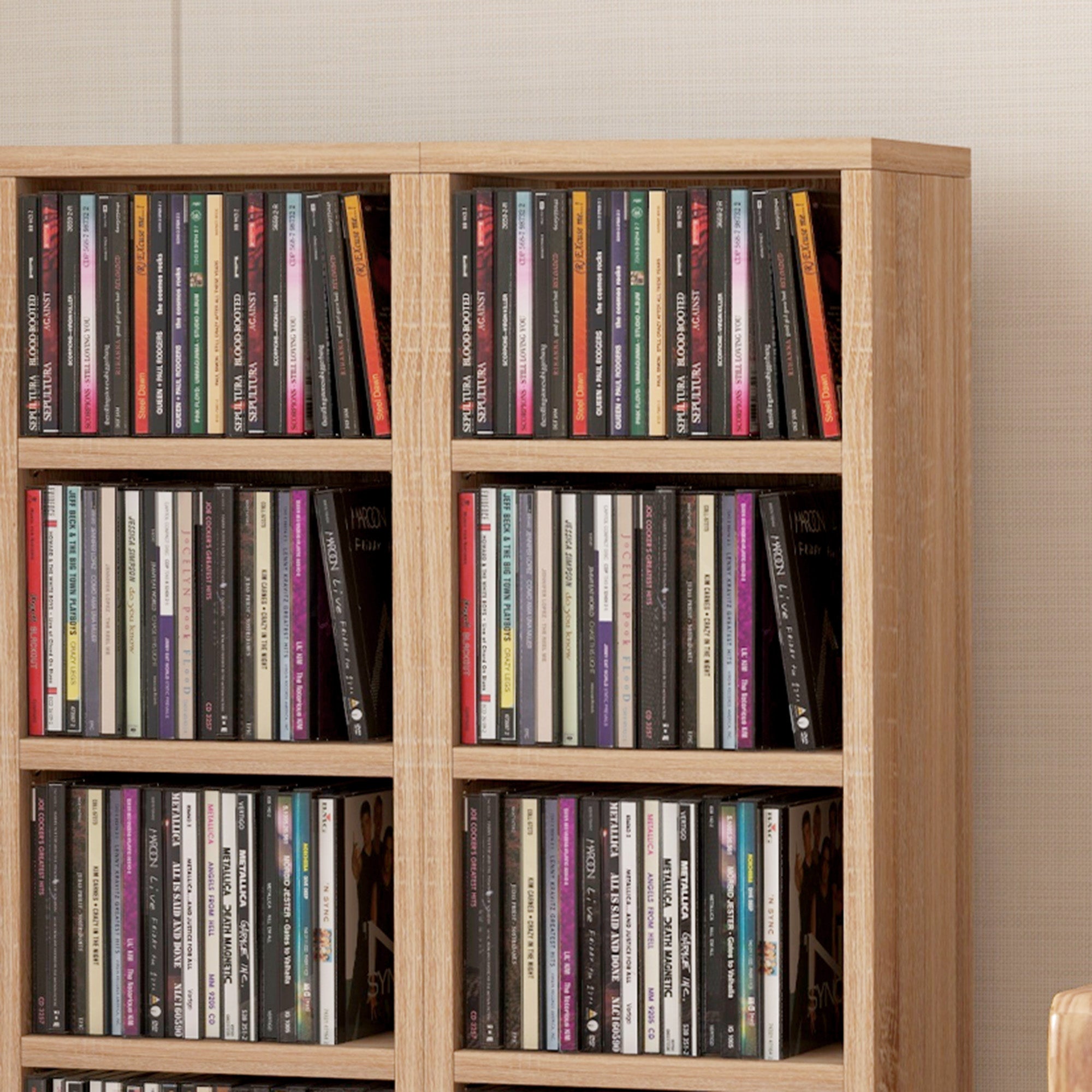 HOMCOM Set of Two 102 CD Storage Units - Wood-Effect - North Peak Garden Furniture