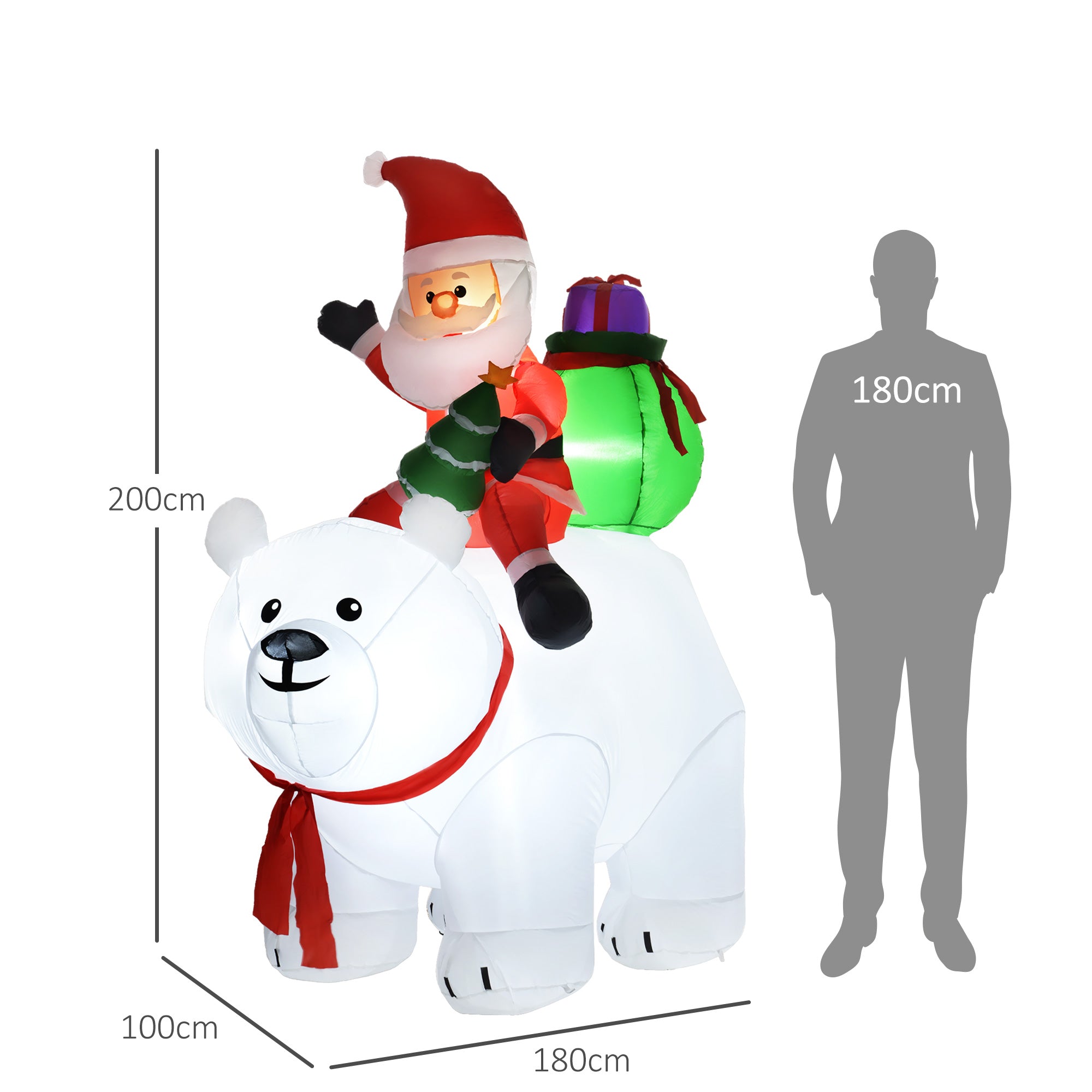 Outsunny 6.6ft Inflatable Santa Riding Polar Bear Decoration - North Peak Garden Furniture