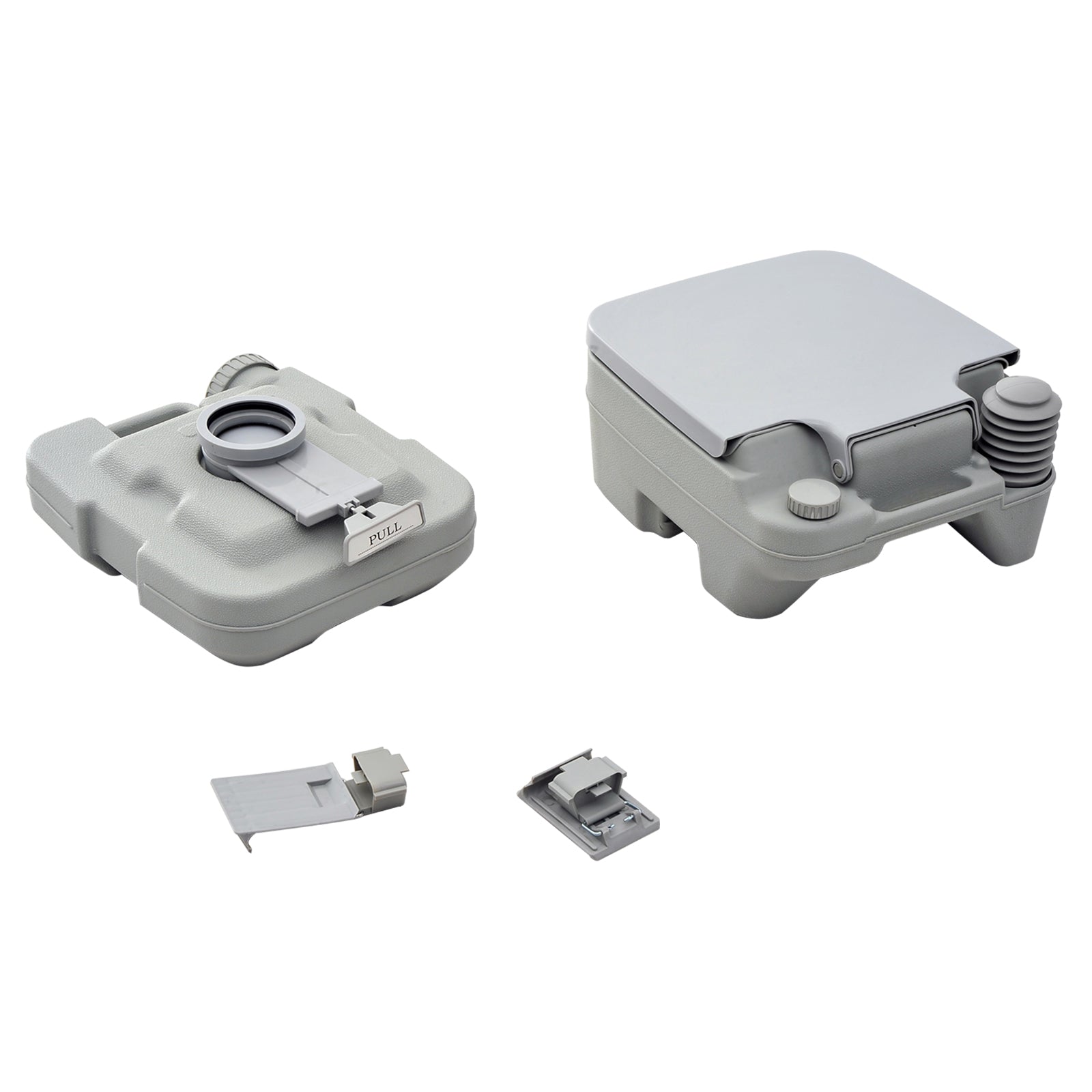 HOMCOM 10L Portable Travel Toilet Outdoor Camping Picnic with 2 Detachable Tanks & Push-button Operation, Grey - North Peak Garden Furniture