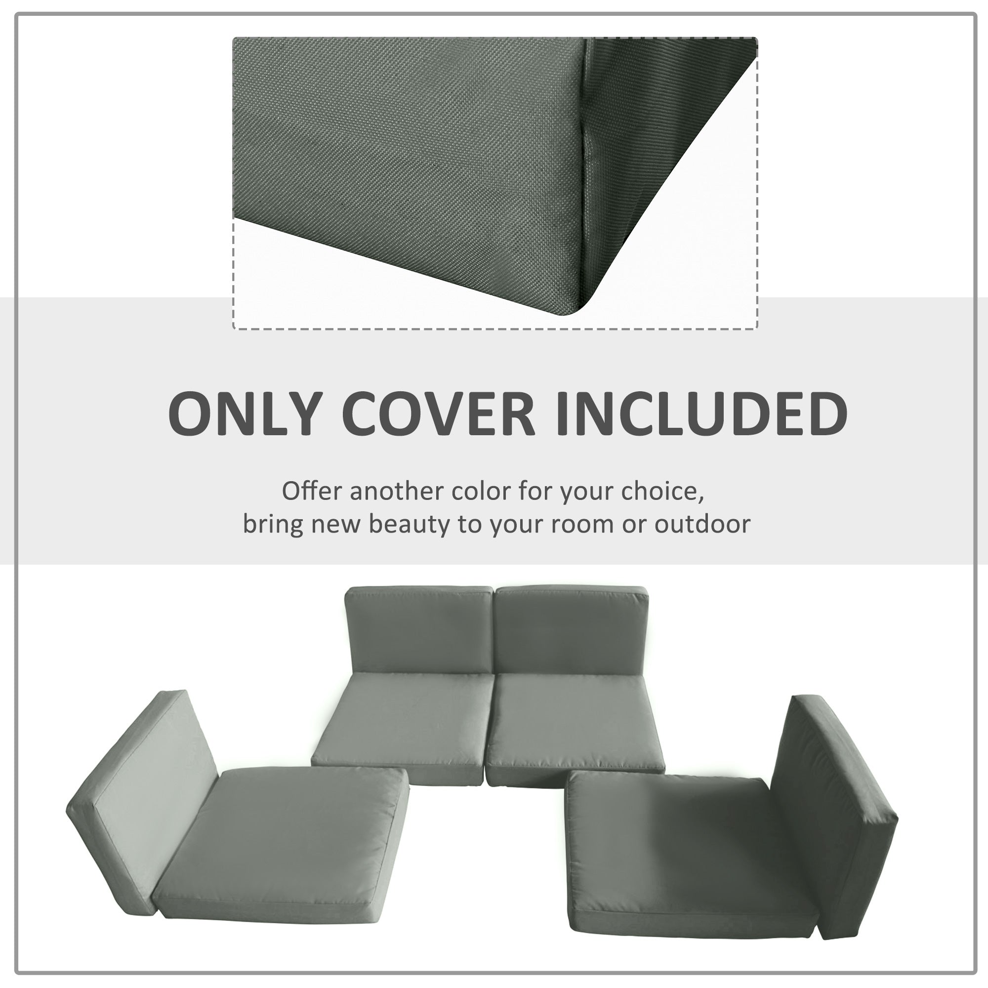 Outsunny Replacement Cushion Cover Garden Rattan Patio Furniture Seat Cover Polyester Outdoor Deep Grey- No Cushion Included - North Peak Garden Furniture