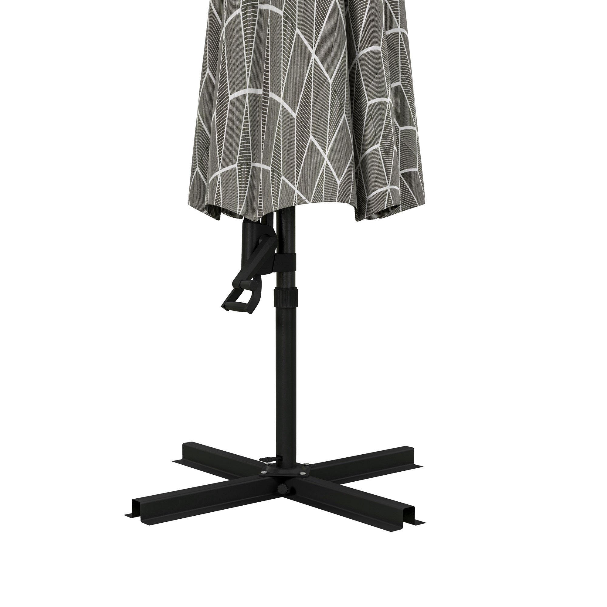 Outsunny 3(m) Convertible Cantilever Parasol and Centre-post Garden Parasol with Cross Base, 360° Rotation Banana Parasol with Crank Handle and 8 Ribs, Hanging Patio Umbrella, Black and White - North Peak Garden Furniture