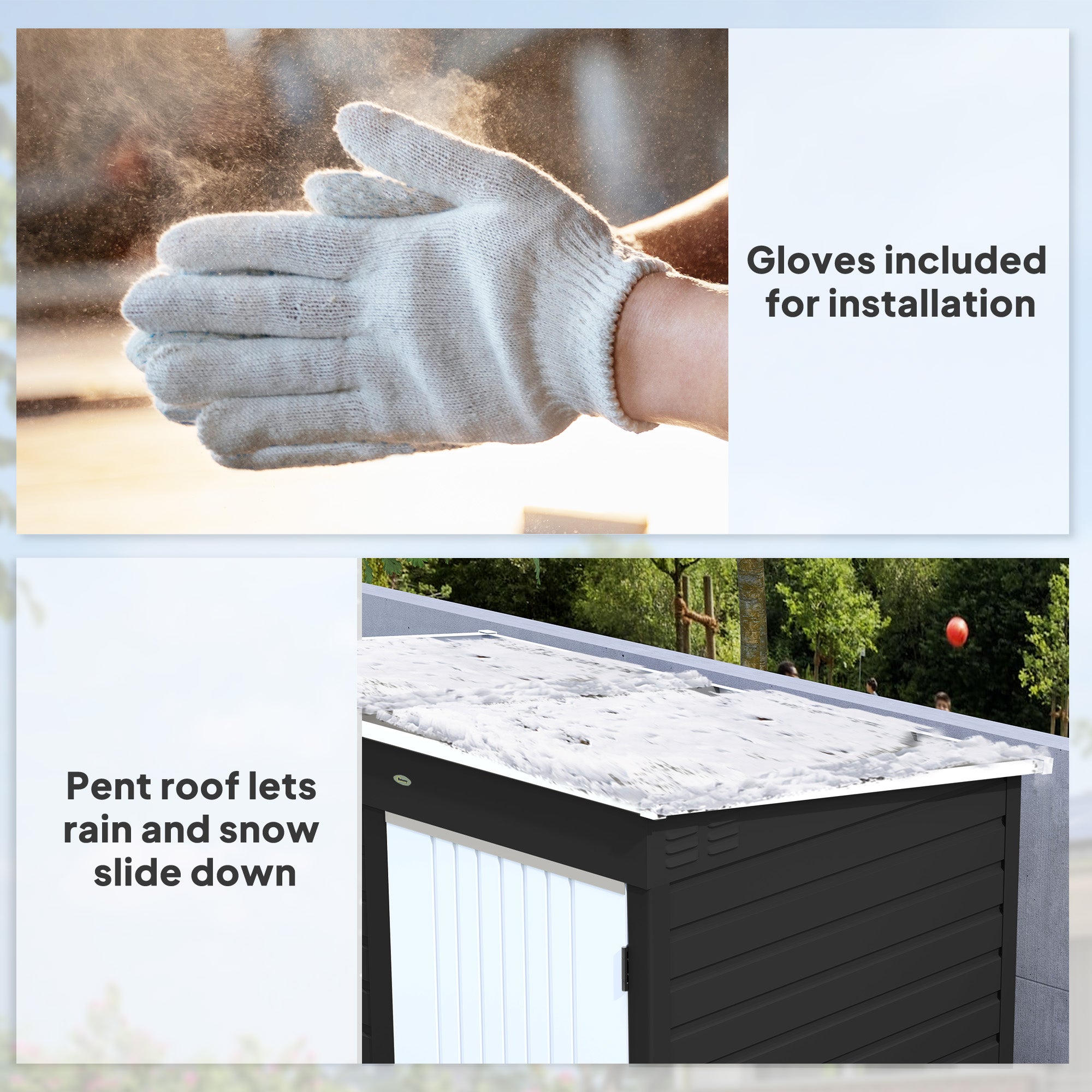 Outsunny 6 x 4ft Metal Garden Storage Shed, Outdoor Tool Storage Shed with Lockable Door and Gloves for Garden, Patio, Dark Grey - North Peak Garden Furniture