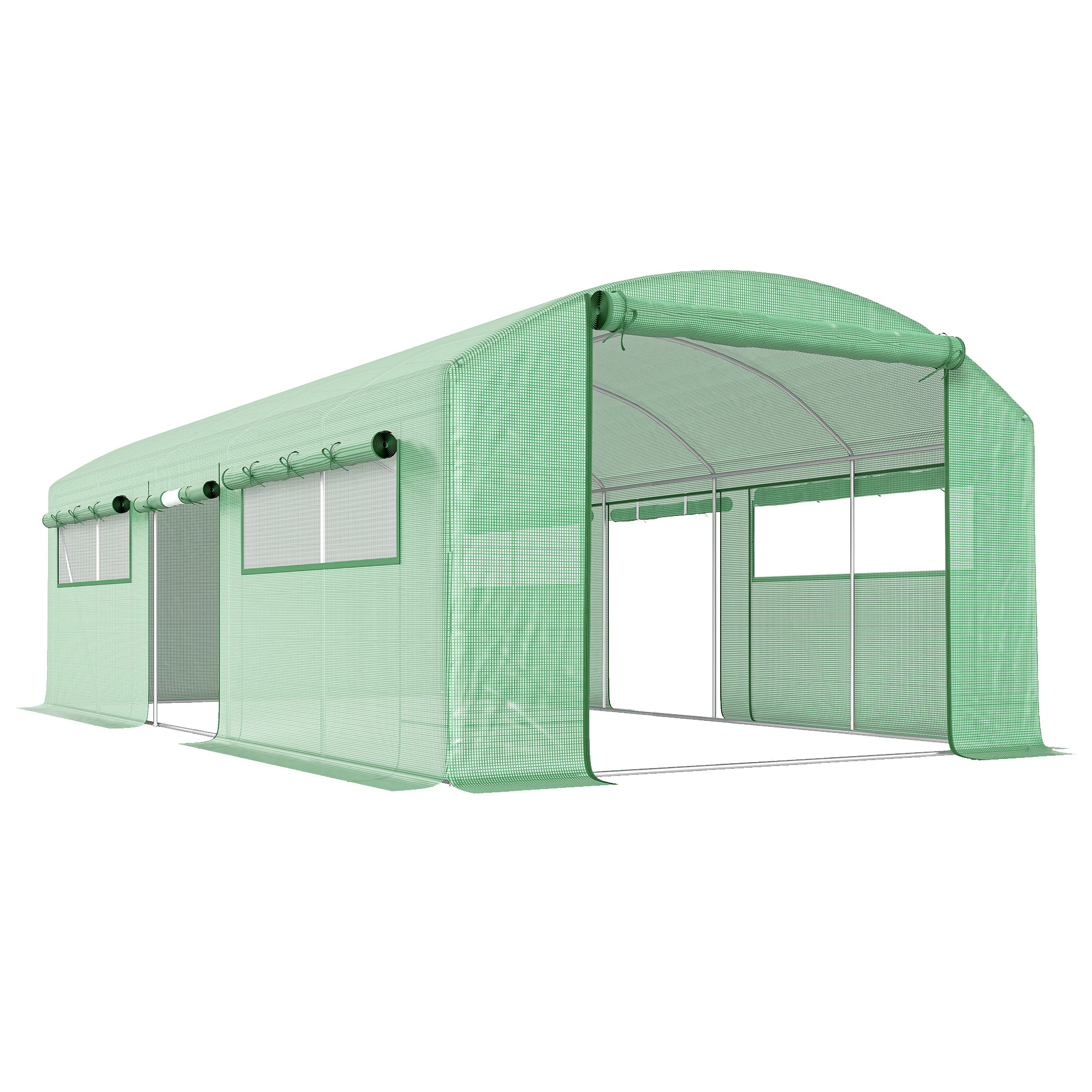 Outsunny 19 x 9.8ft Walk-In Polytunnel Greenhouse - Green
