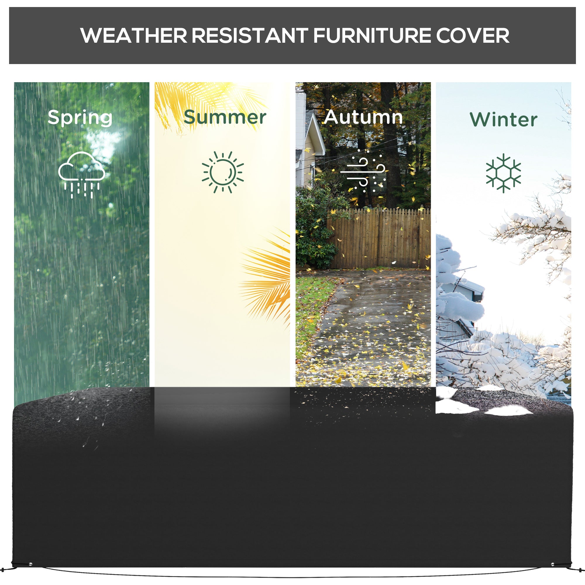 Outsunny Outdoor Garden Furniture Cover Waterproof, Anti-UV 600D Heavy Duty Oxford Fabric Patio Furniture Cover for Rectangular Sofa Table Set, Black, 245 x 165 x 66 cm