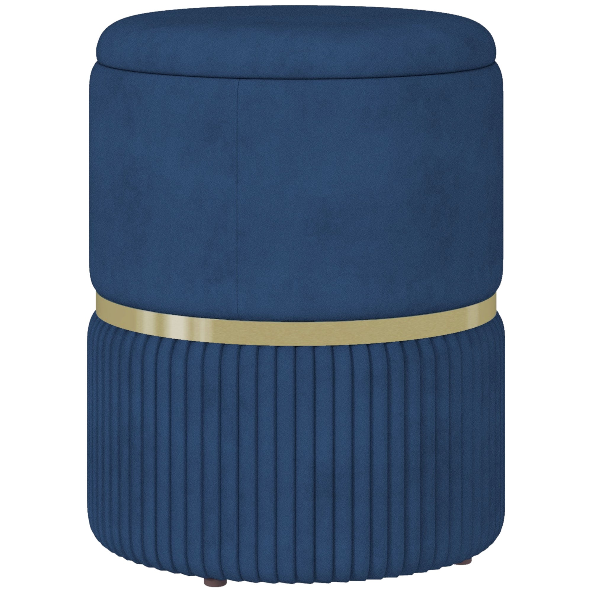 HOMCOM Velvet-Feel Storage Ottoman - Blue