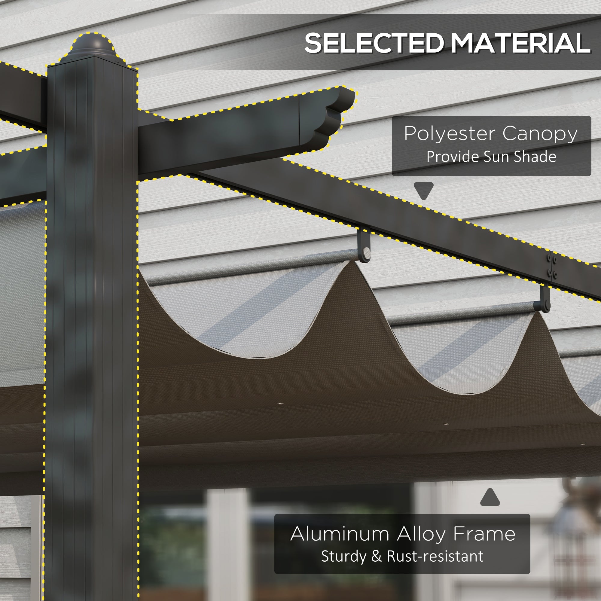 Outsunny 4 x 3(m) Aluminium Pergola with Retractable Roof, Garden Gazebo Canopy Shelter for Outdoor, Patio, Grey - North Peak Garden Furniture