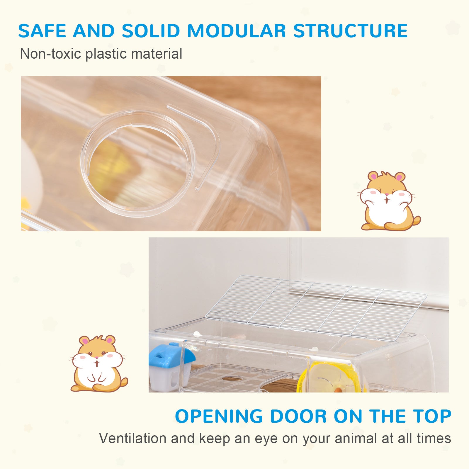 PawHut 2 Storey Hamster Cage Small Pet Animal Cage Double Layers Running Wheel Drinker Feeding Bowl - North Peak Garden Furniture
