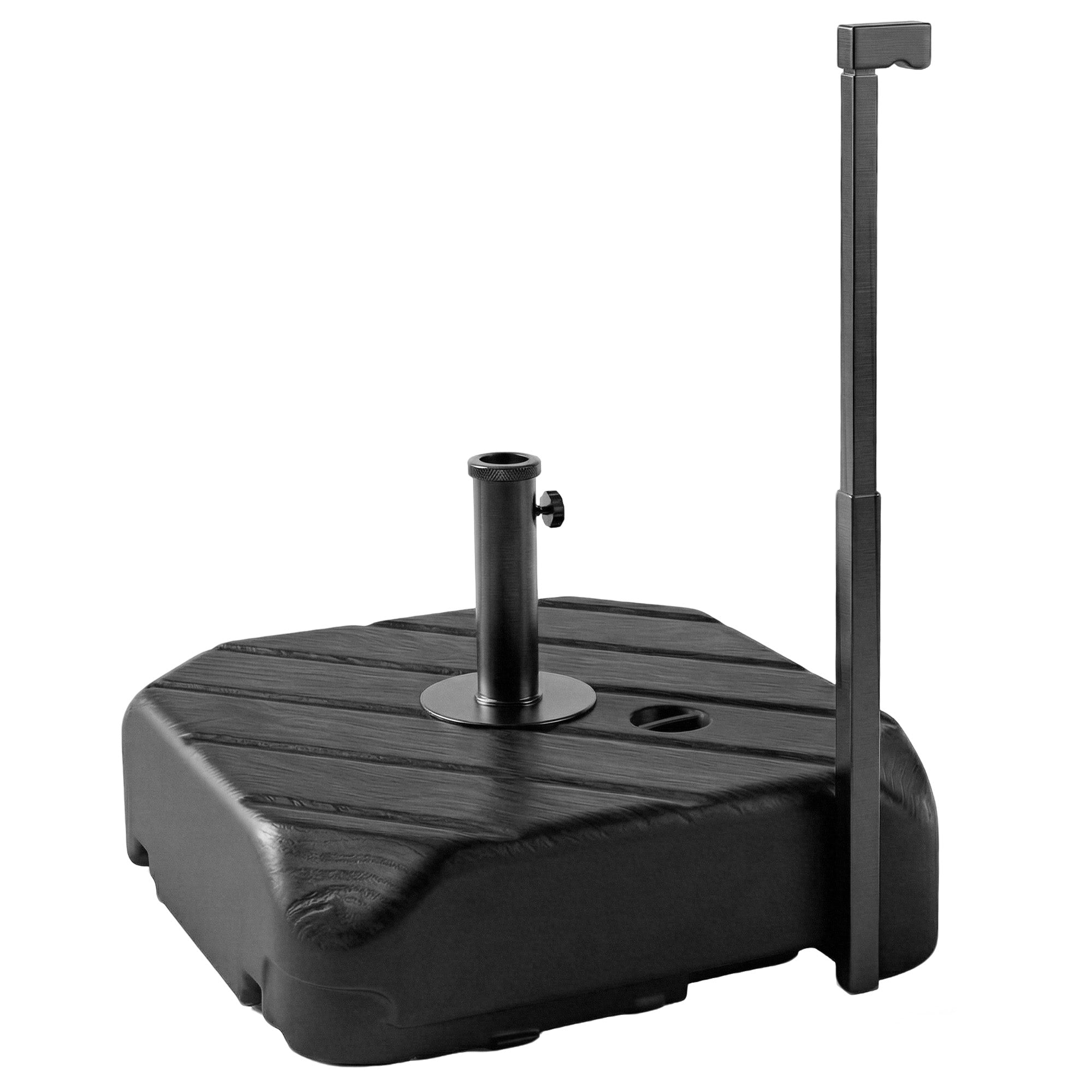 Outsunny Garden Parasol Base with Wheels, Telescopic Handle, 72 kg /45 kg Fillable Sun Umbrella Base Parasol Stand, Black