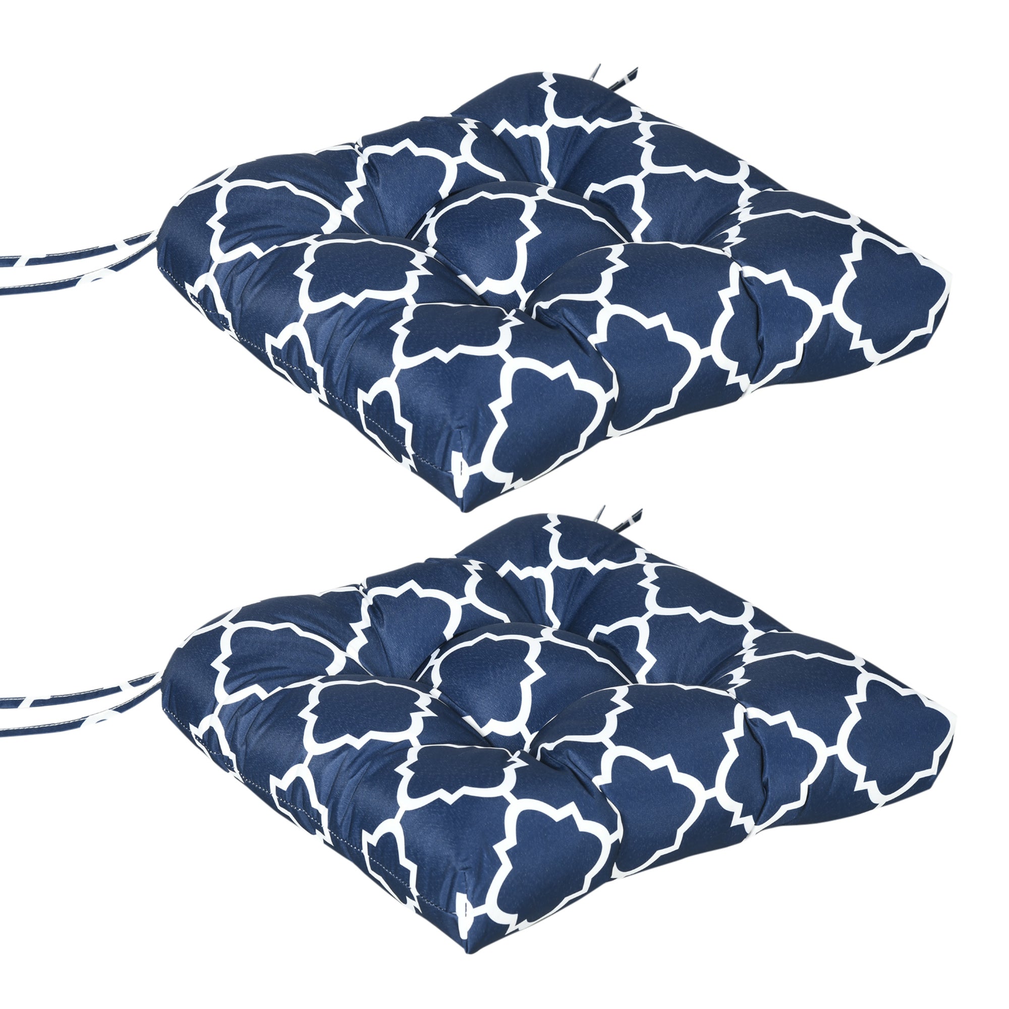 Outsunny Set of Two Patterned Outdoor Seat Cushions - Blue/White - North Peak Garden Furniture