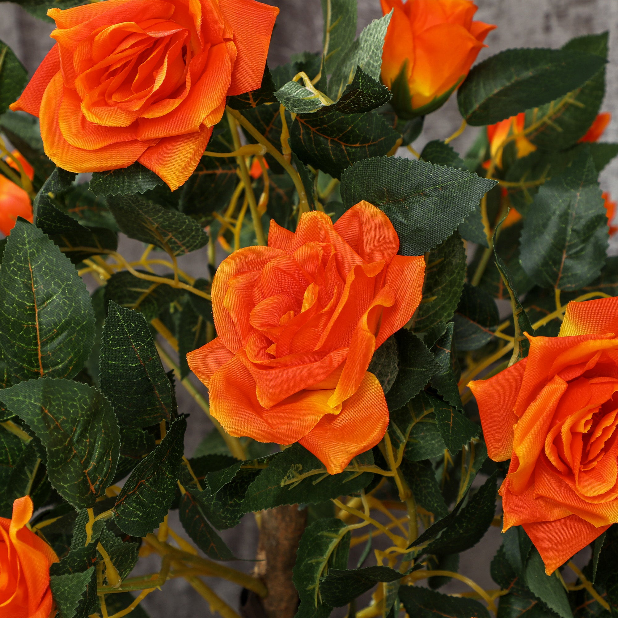 Outsunny Set of 2 Artificial Plants White Rose Floral in Pot, Fake Plants for Home Indoor Outdoor Decor, 90cm, Orange