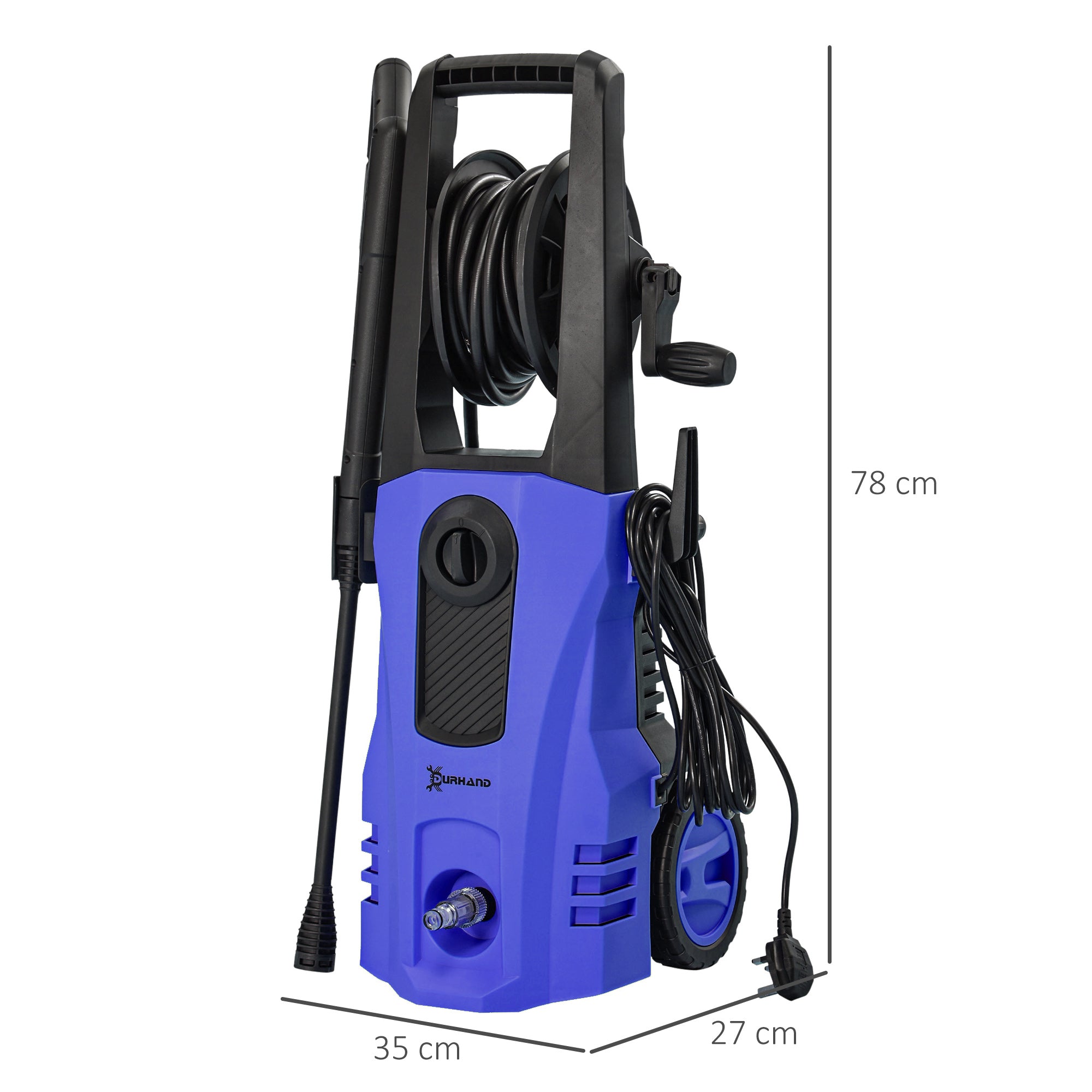 DURHAND 1800W High Pressure Washer, 150 Bar Pressure, 510 L/h Flow, High-Performance Portable Power Jet Wash Cleaner Blue