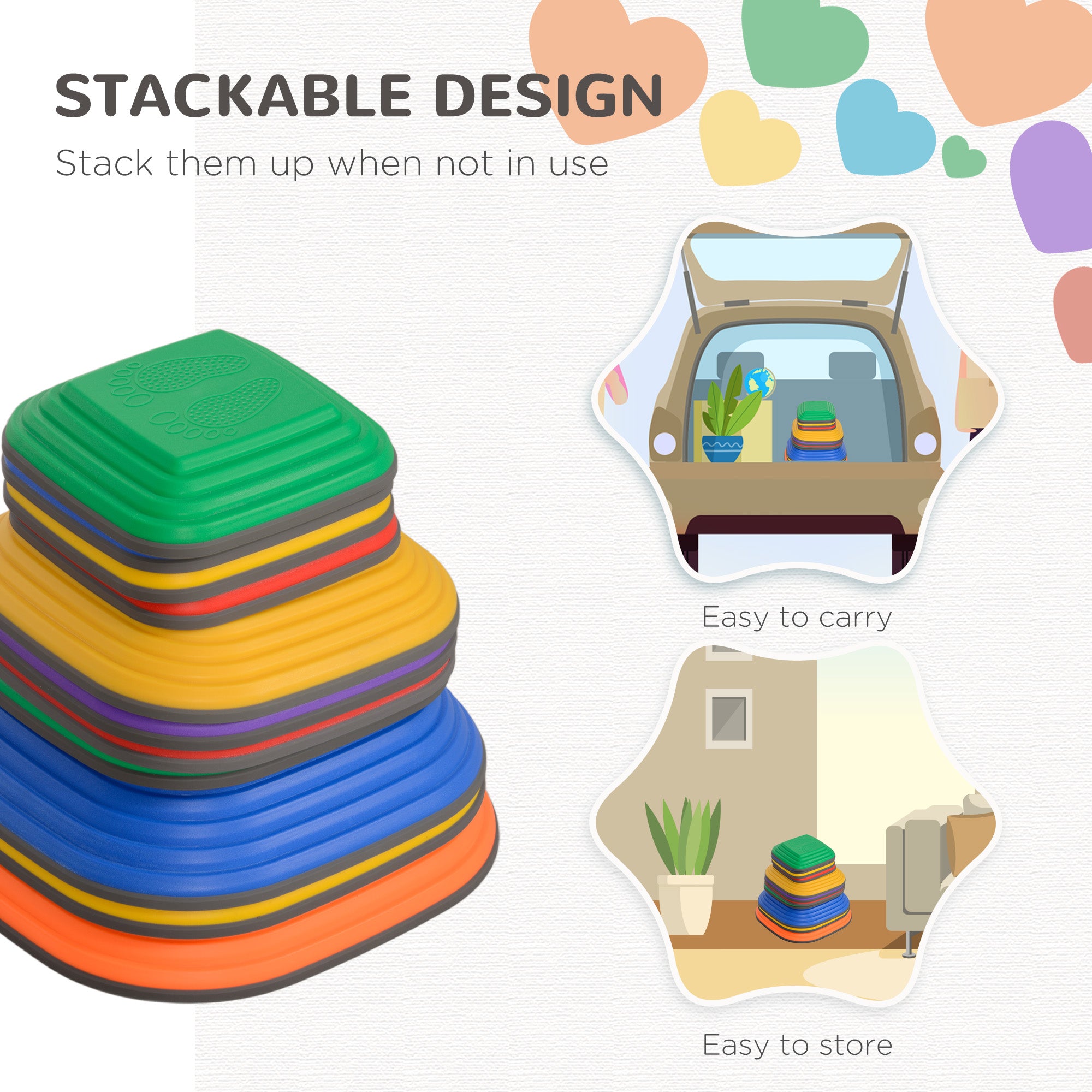 AIYAPLAY Balance Stepping Stones for Kids, 11PCs Non-Slip Stackable River Stones, Obstacle Courses for Balance & Motor Skills - North Peak Garden Furniture