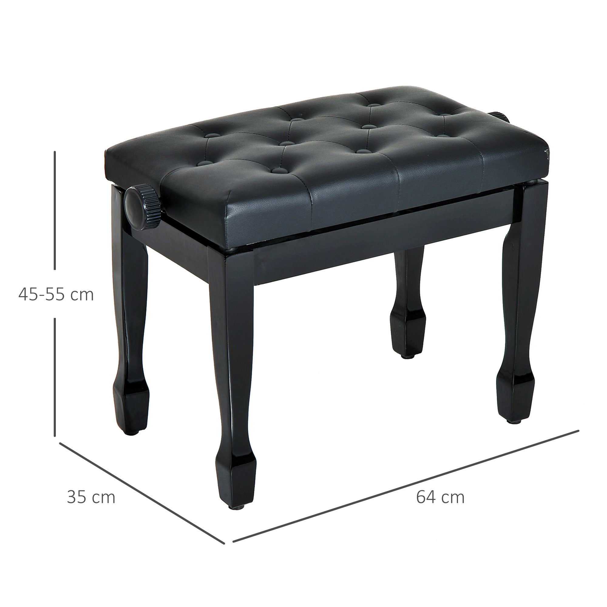 HOMCOM PU Leather Upholstered Piano Stool, Height Adjustable Makeup Stool Bench Dressing Table Seat, White - North Peak Garden Furniture