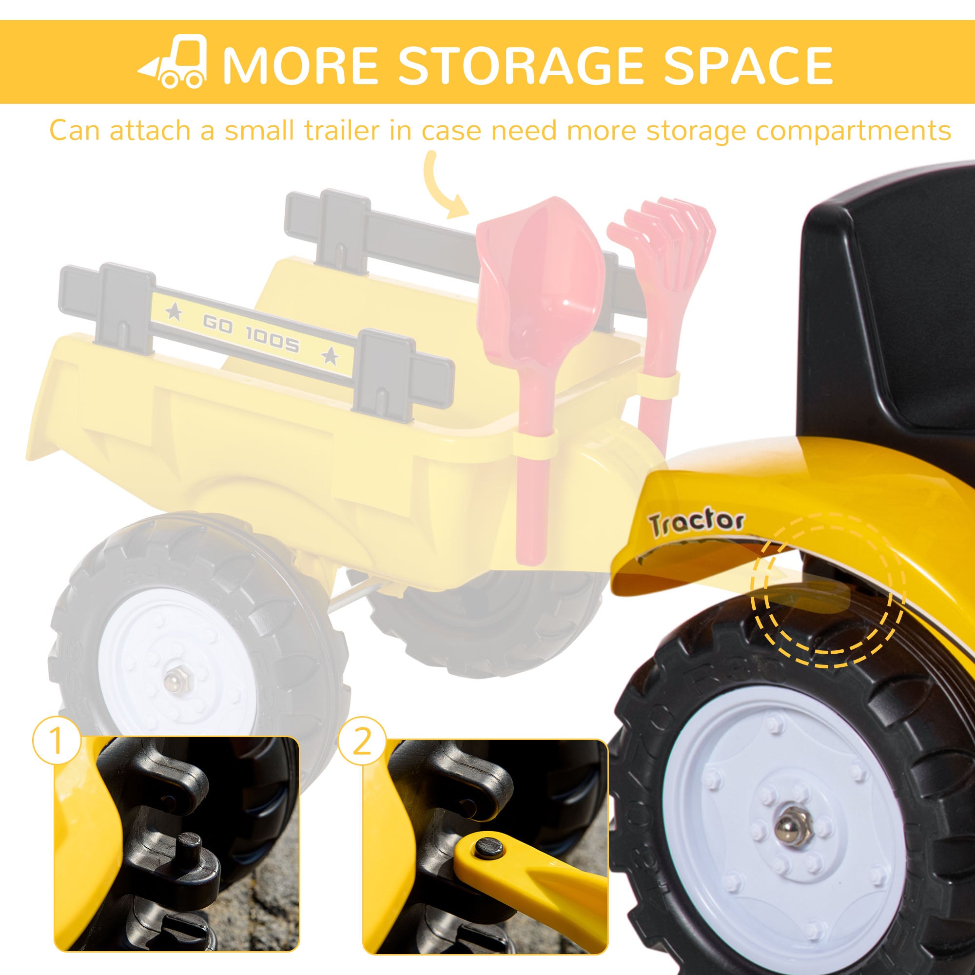HOMCOM Kids Ride on Tractor No Power Pedal Go Kart with Manual Control Bucket for 3-6 Years Old - North Peak Garden Furniture
