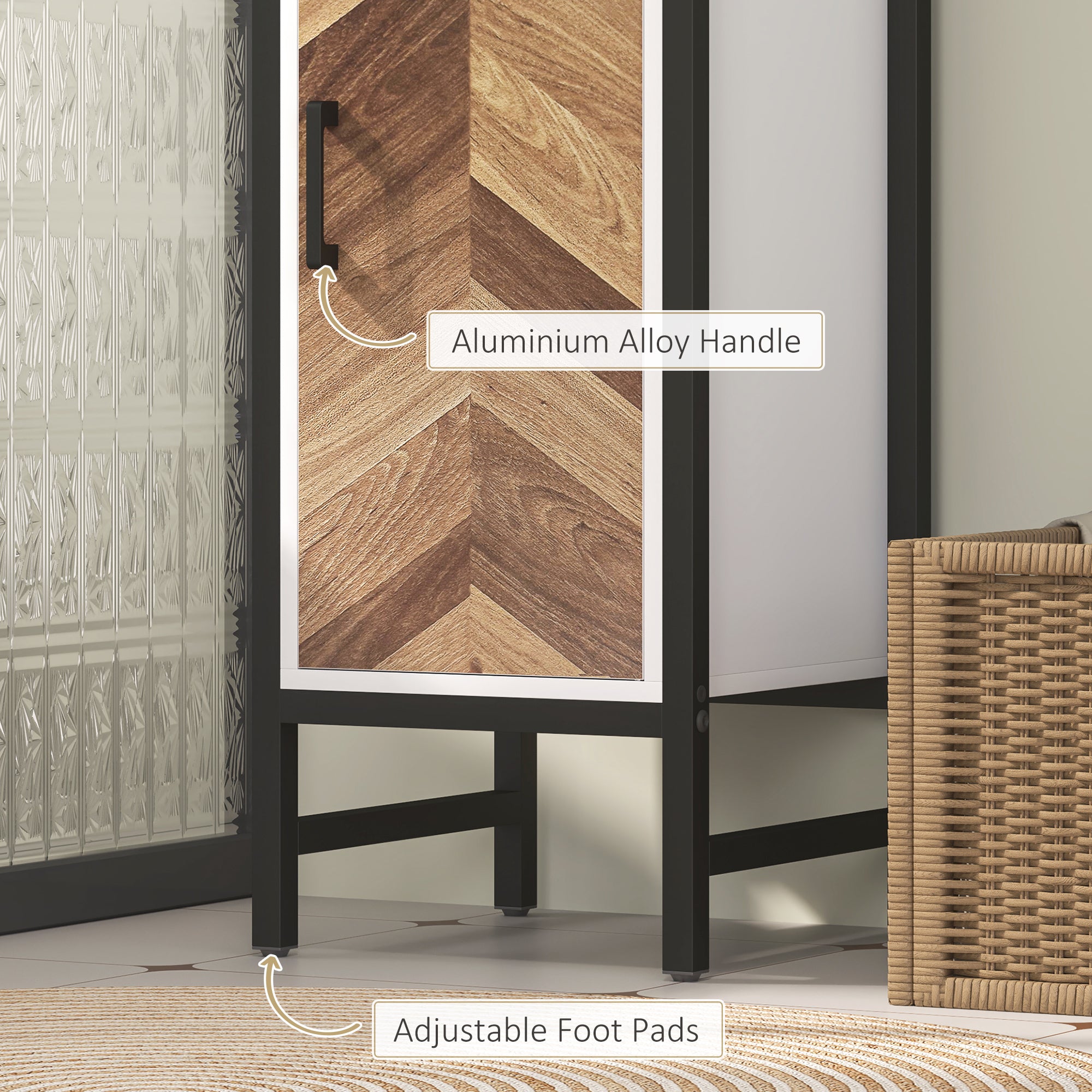 HOMCOM Tall Bathroom Cabinet with 3 Shelves, Slim Storage Cabinet with Adjustable Shelf, Narrow Tallboy Cupboard, Bathroom Storage Unit for Kitchen, Living Room, Hallway, 30 x 30 x 170 cm - North Peak Garden Furniture