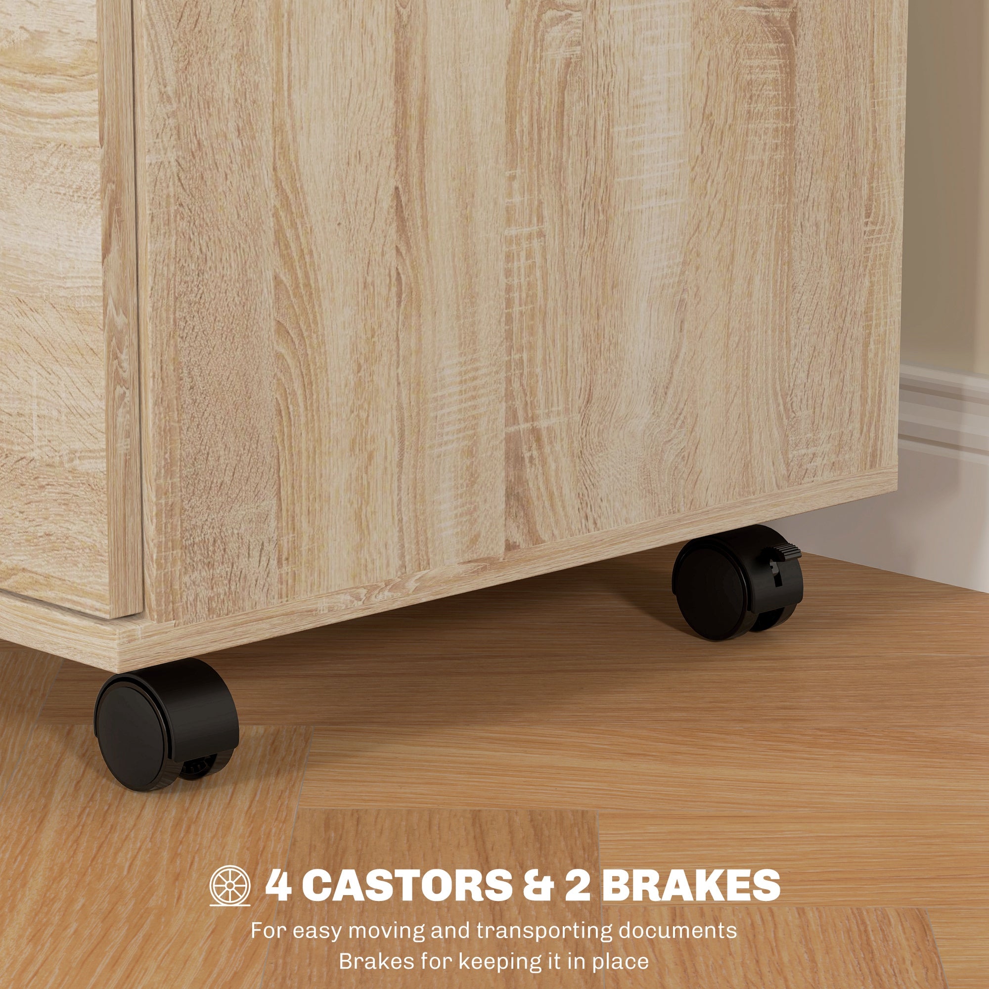 HOMCOM Two Drawer Lockable Filing Cabinet - Wood-Effect - North Peak Garden Furniture